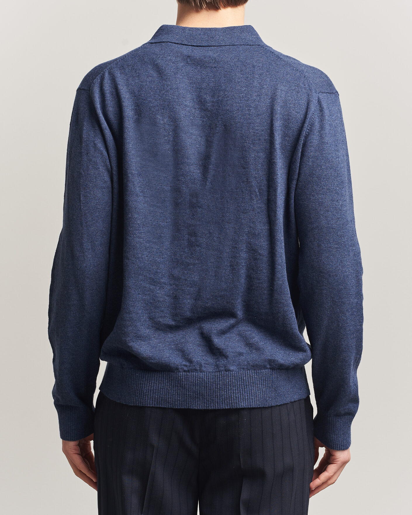 Hombres | Jerséis y prendas de punto | Gant | Cotton/Linen Slub Knitted Polo Dark Indigo Melange