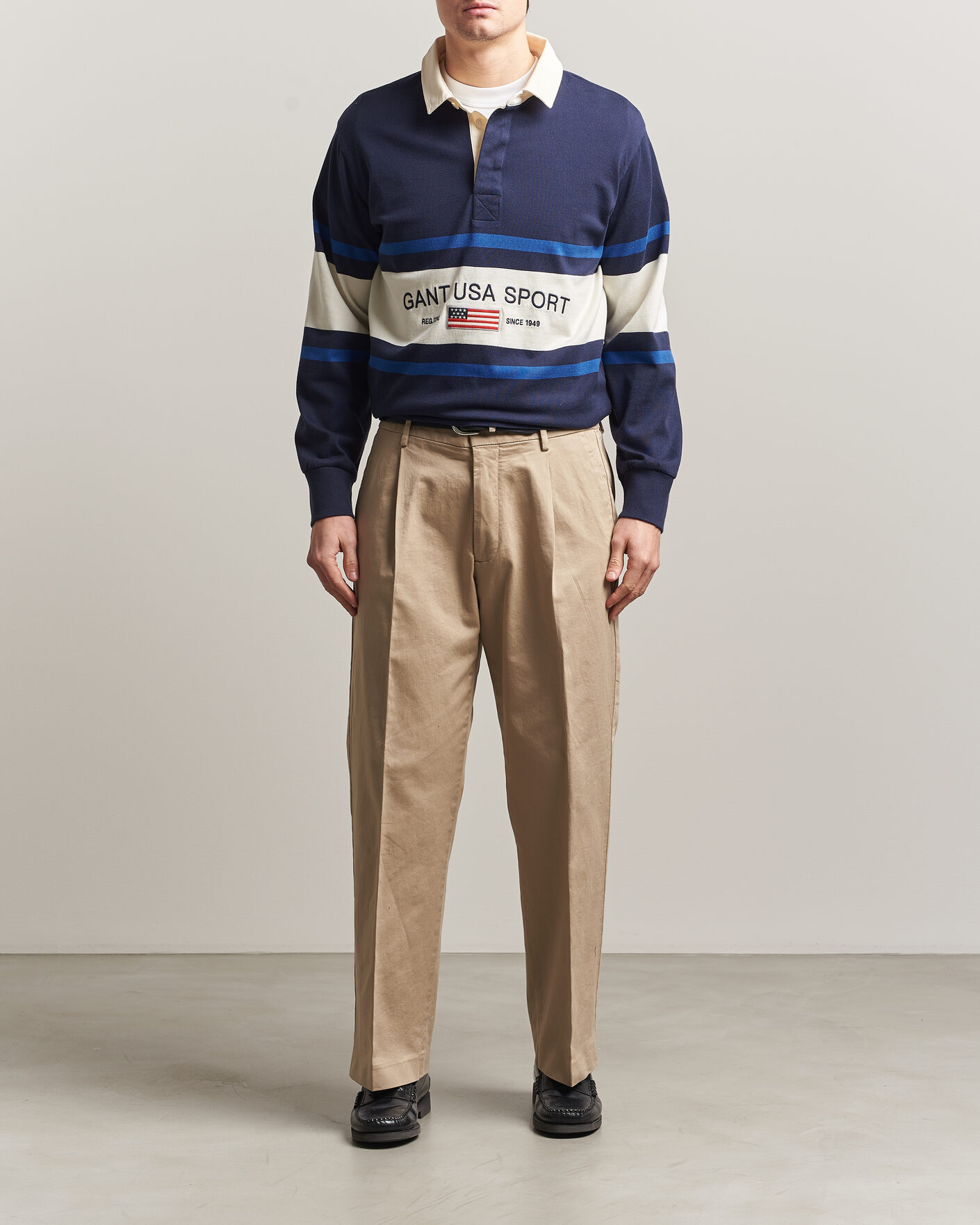 Hombres | Jerséis y prendas de punto | Gant | Striped Rugger Evening Blue
