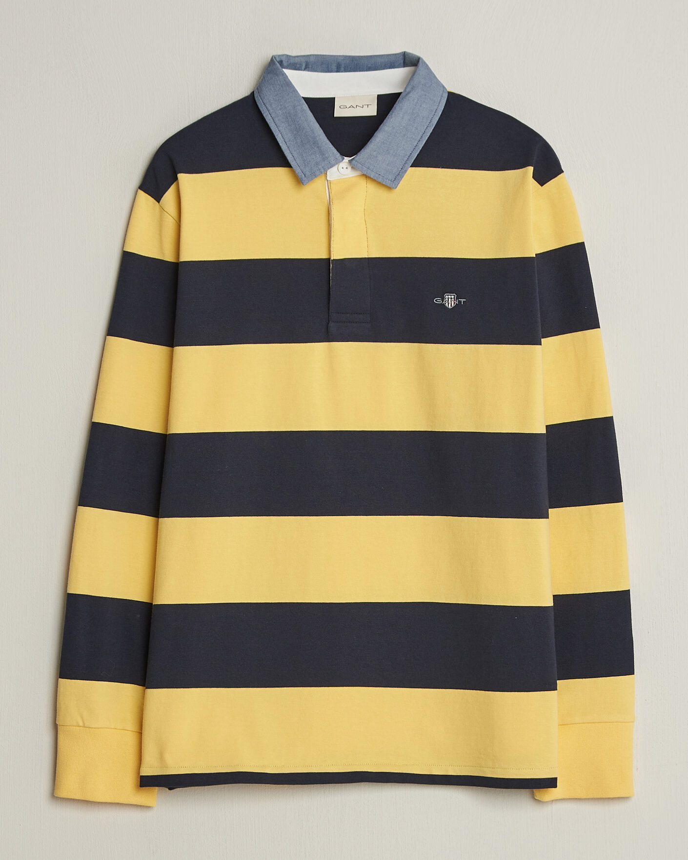 Hombres | Jerséis y prendas de punto | GANT | Chambray Striped Heavy Rugger Banana Yellow