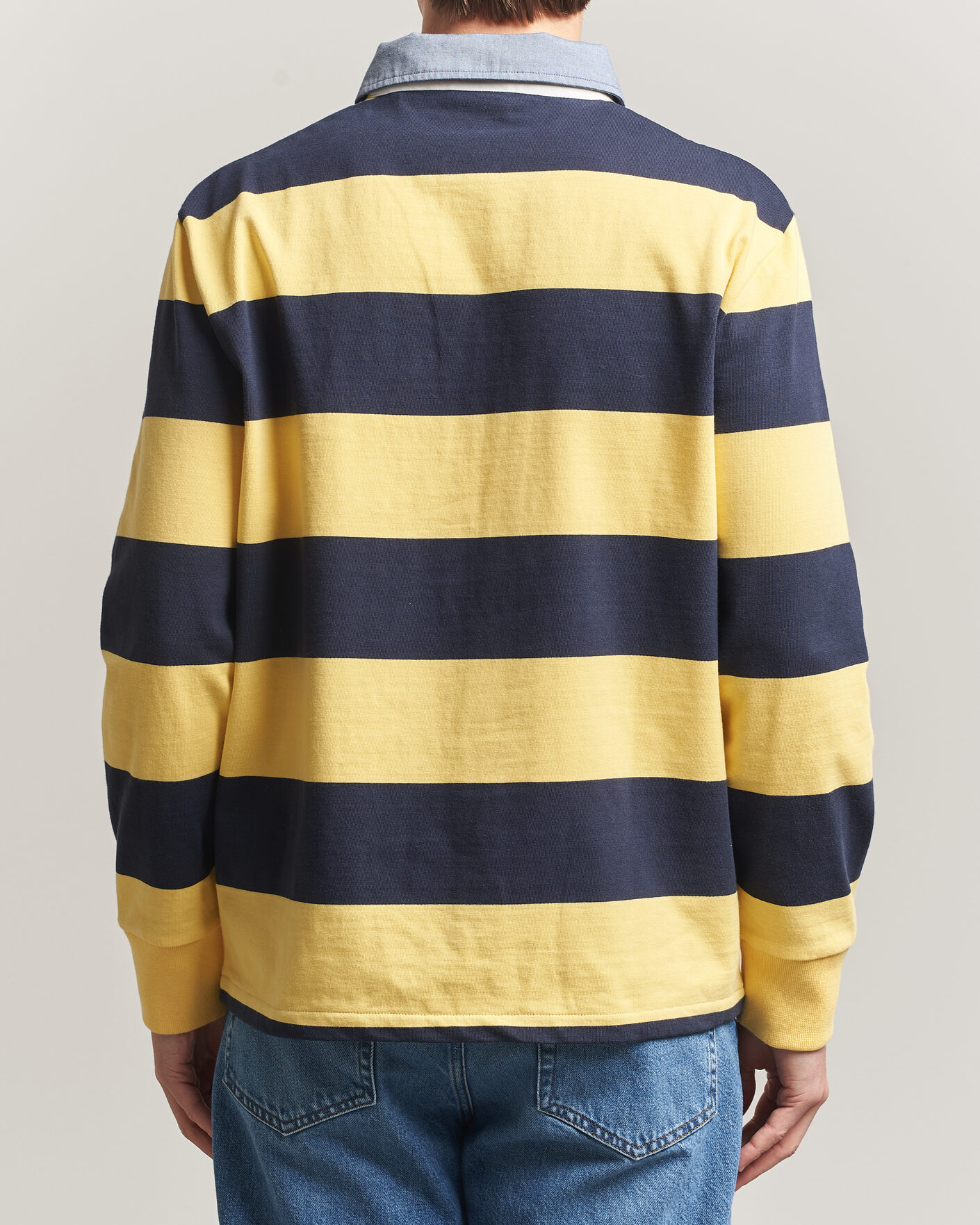Hombres | Jerséis y prendas de punto | Gant | Chambray Striped Heavy Rugger Banana Yellow
