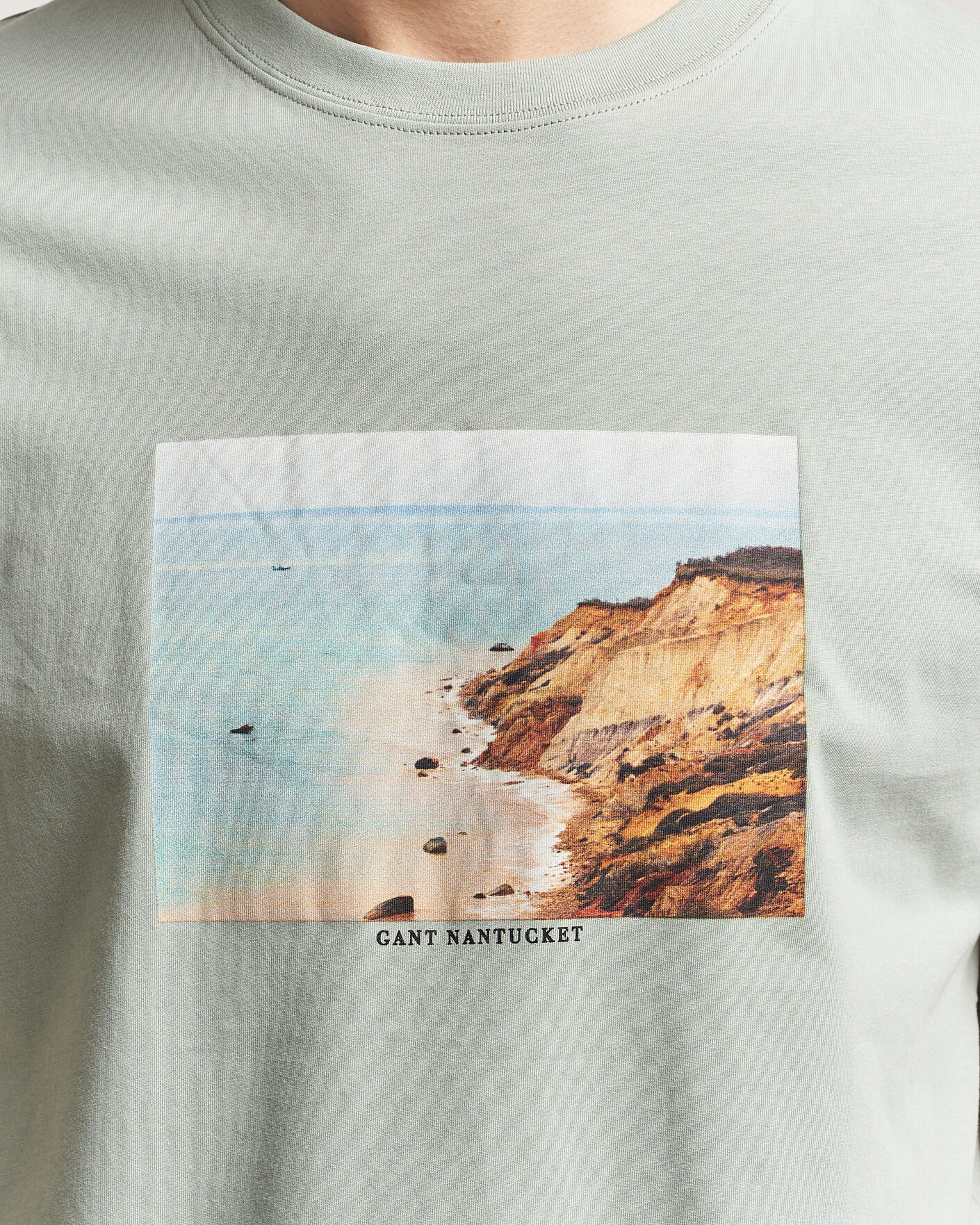 Hombres | Camisetas | Gant | Scenery Graphic Crew Neck T-Shirt Ceramic Grey