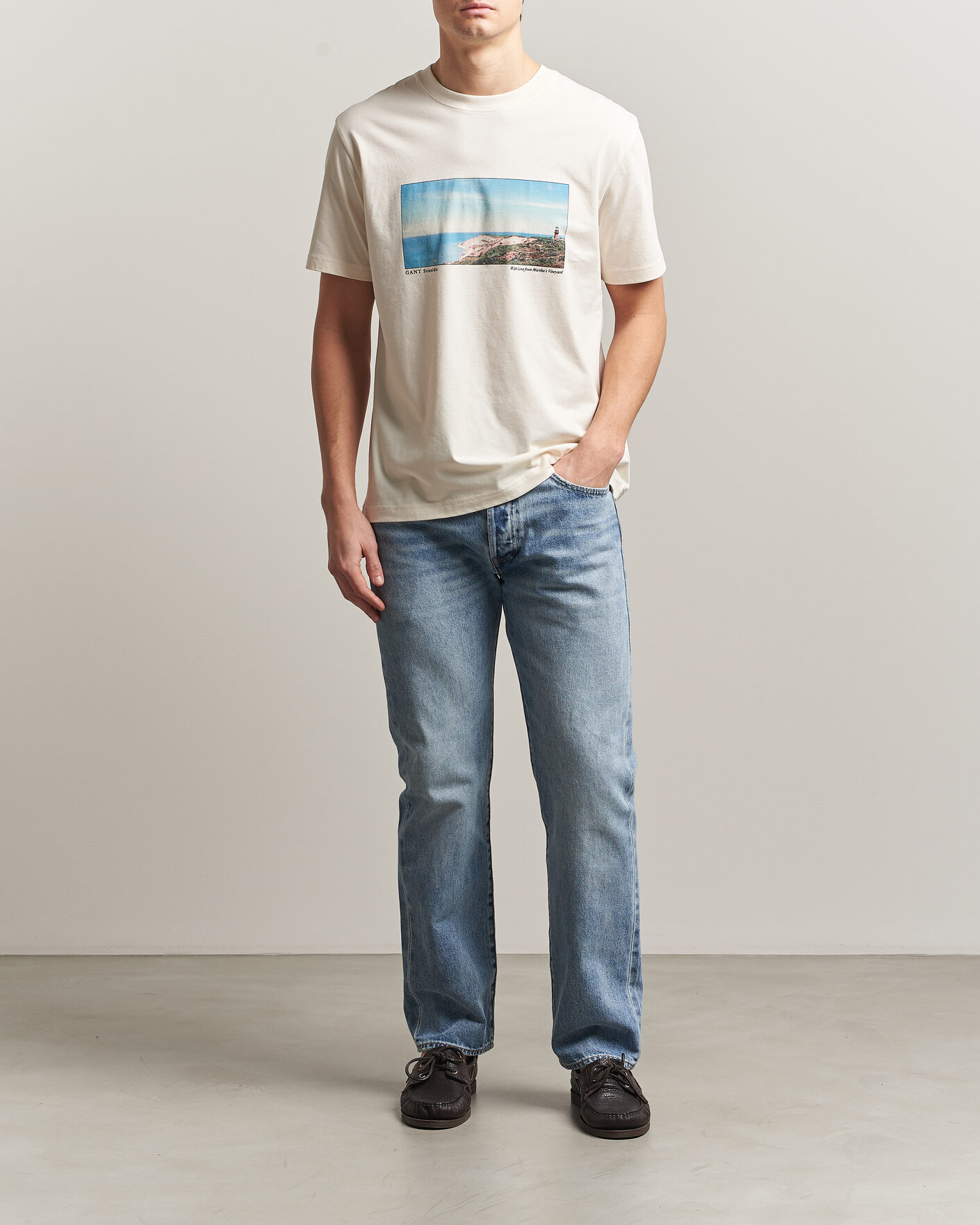 Hombres | Camisetas | Gant | Scenery Graphic Crew Neck T-Shirt Cream