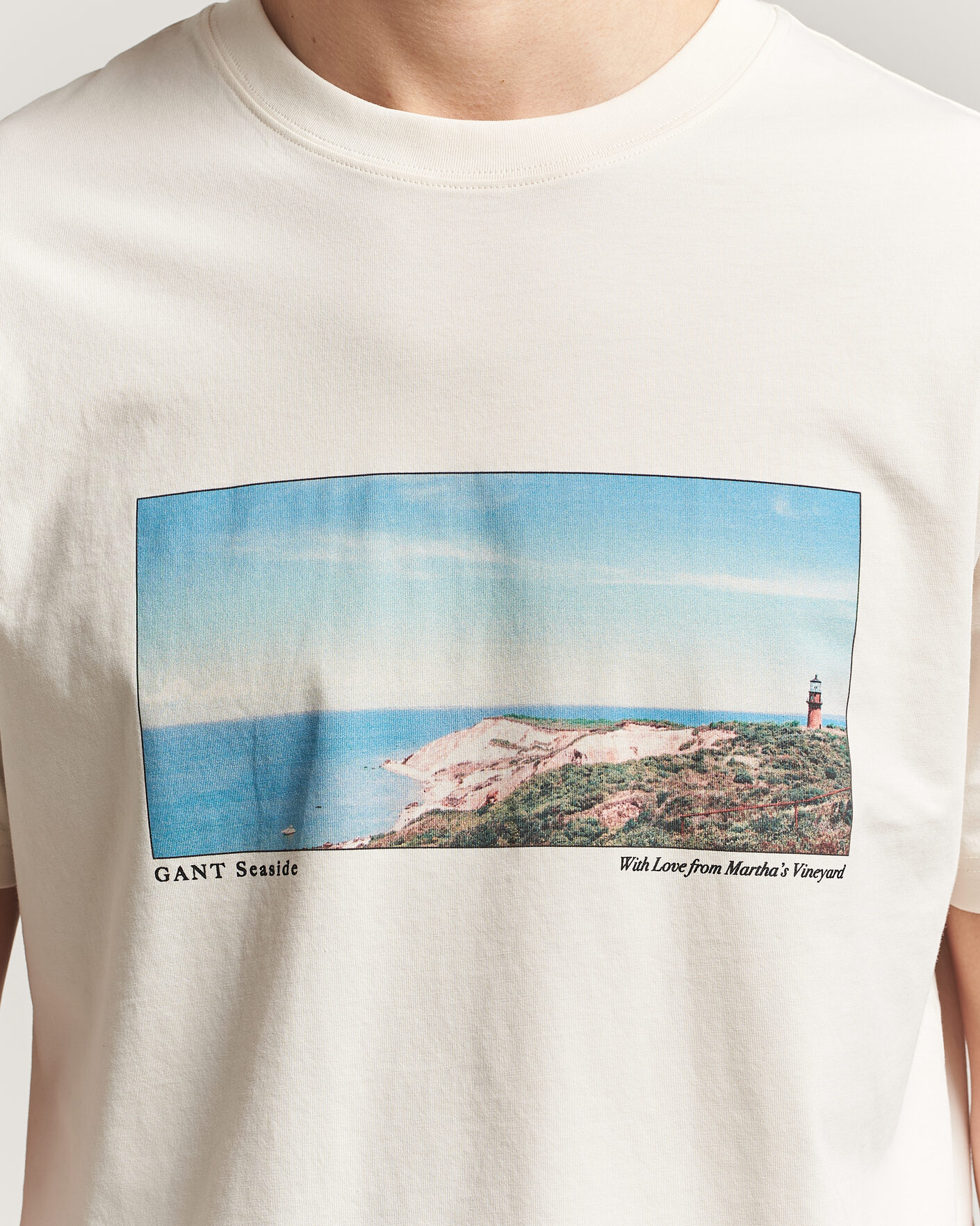 Hombres | Camisetas | Gant | Scenery Graphic Crew Neck T-Shirt Cream