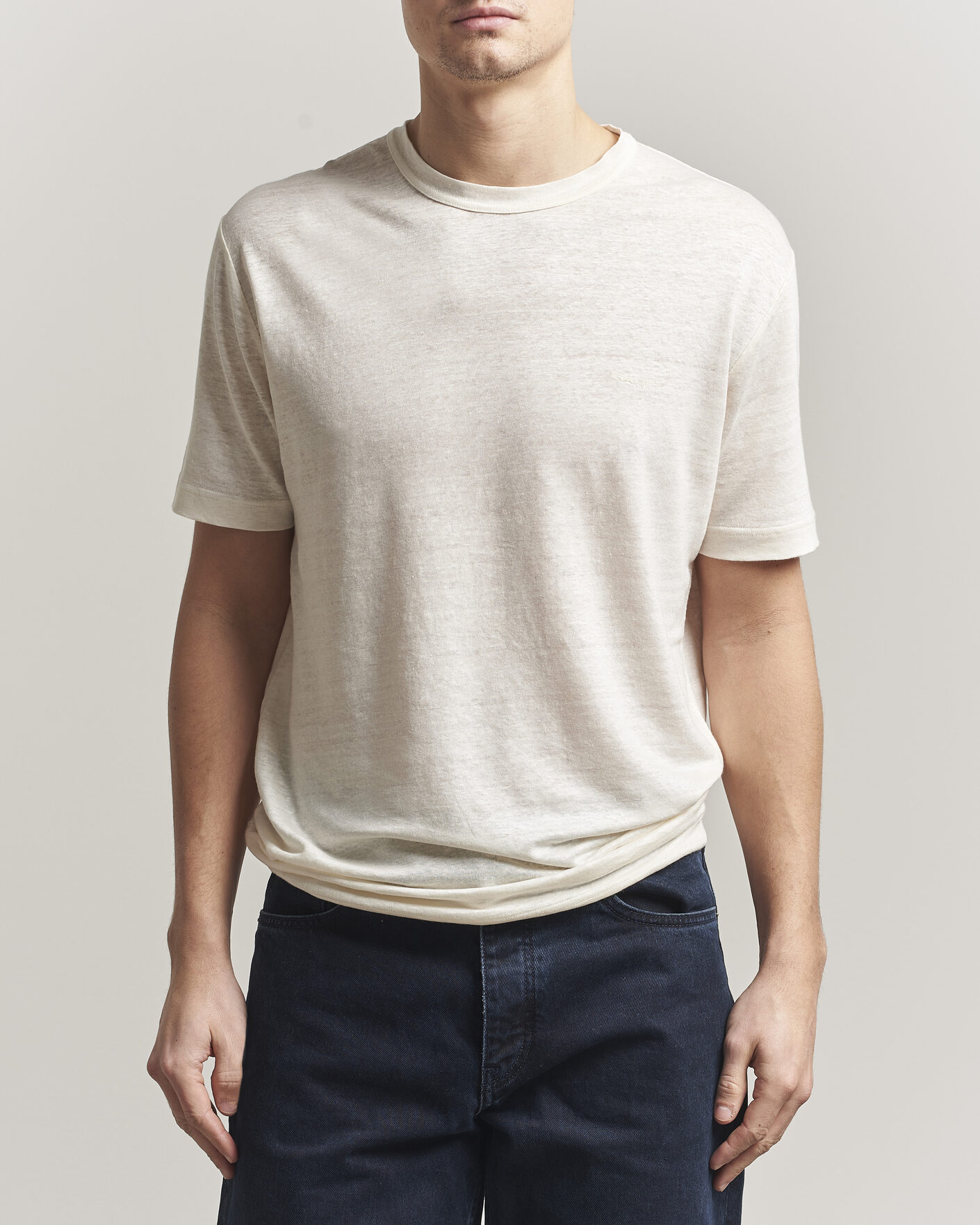 Hombres | Camisetas | GANT | Linen T-Shirt Creamed White
