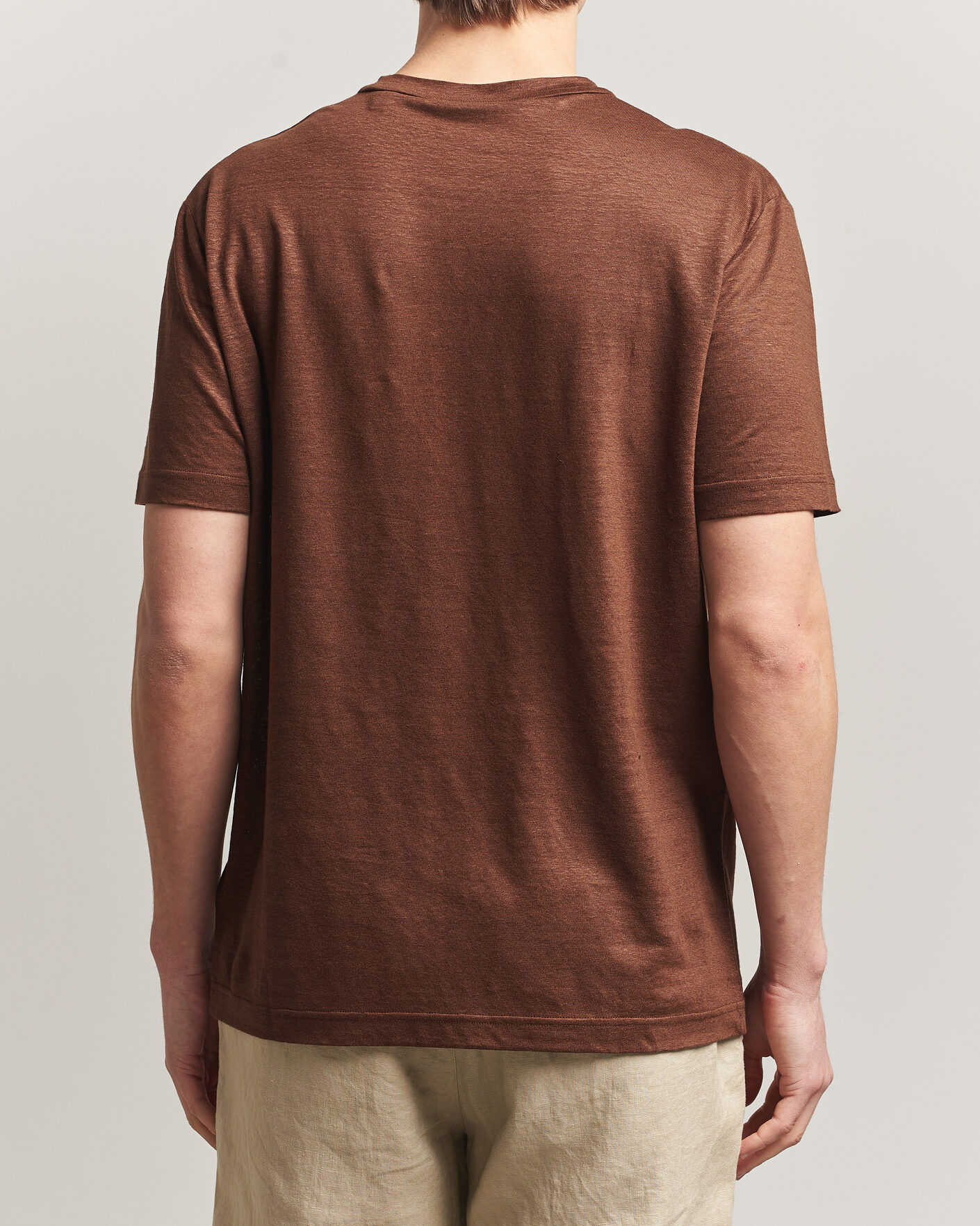 Hombres | Camisetas | GANT | Linen T-Shirt Mahogany Brown