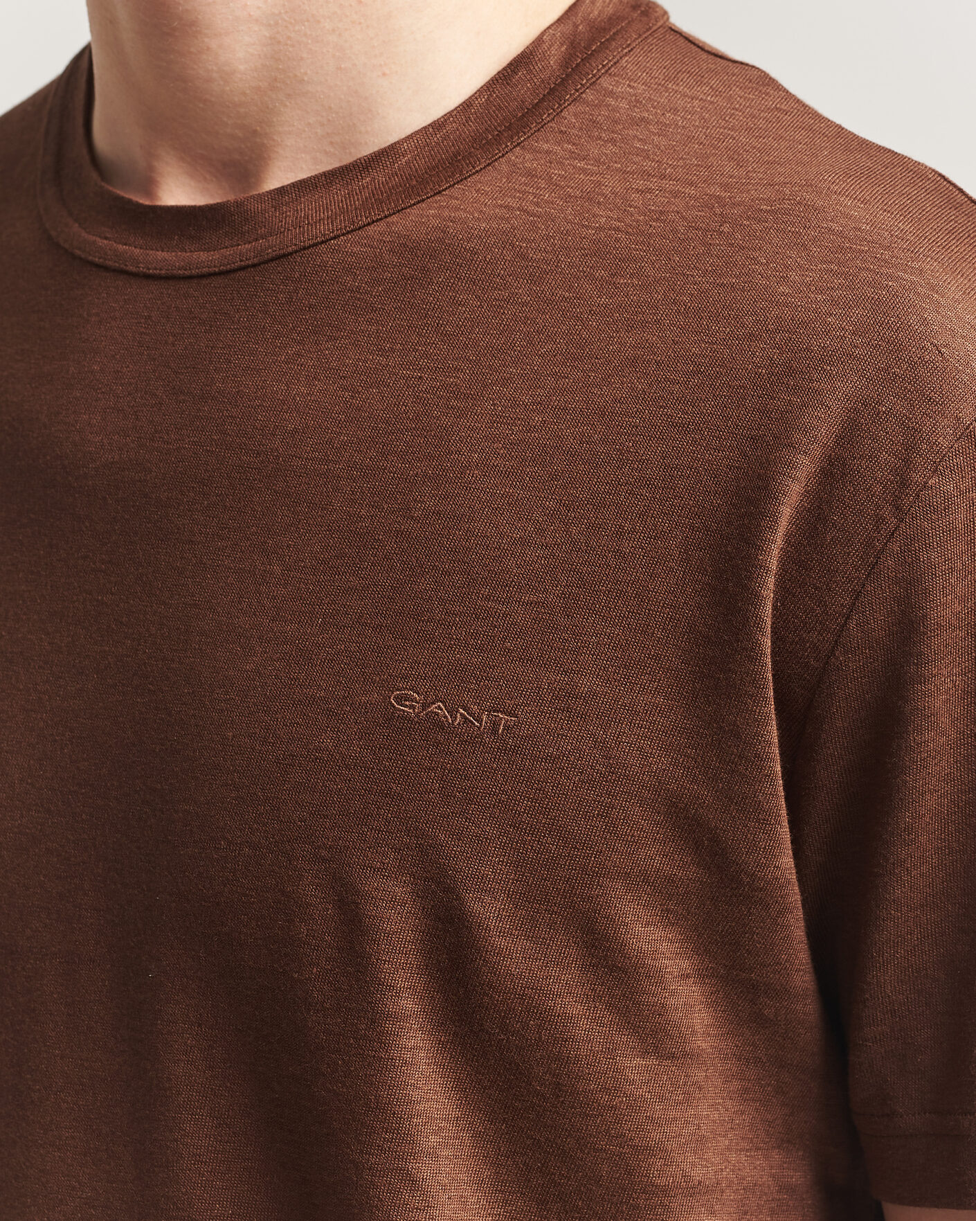 Hombres | Camisetas | Gant | Linen T-Shirt Mahogany Brown