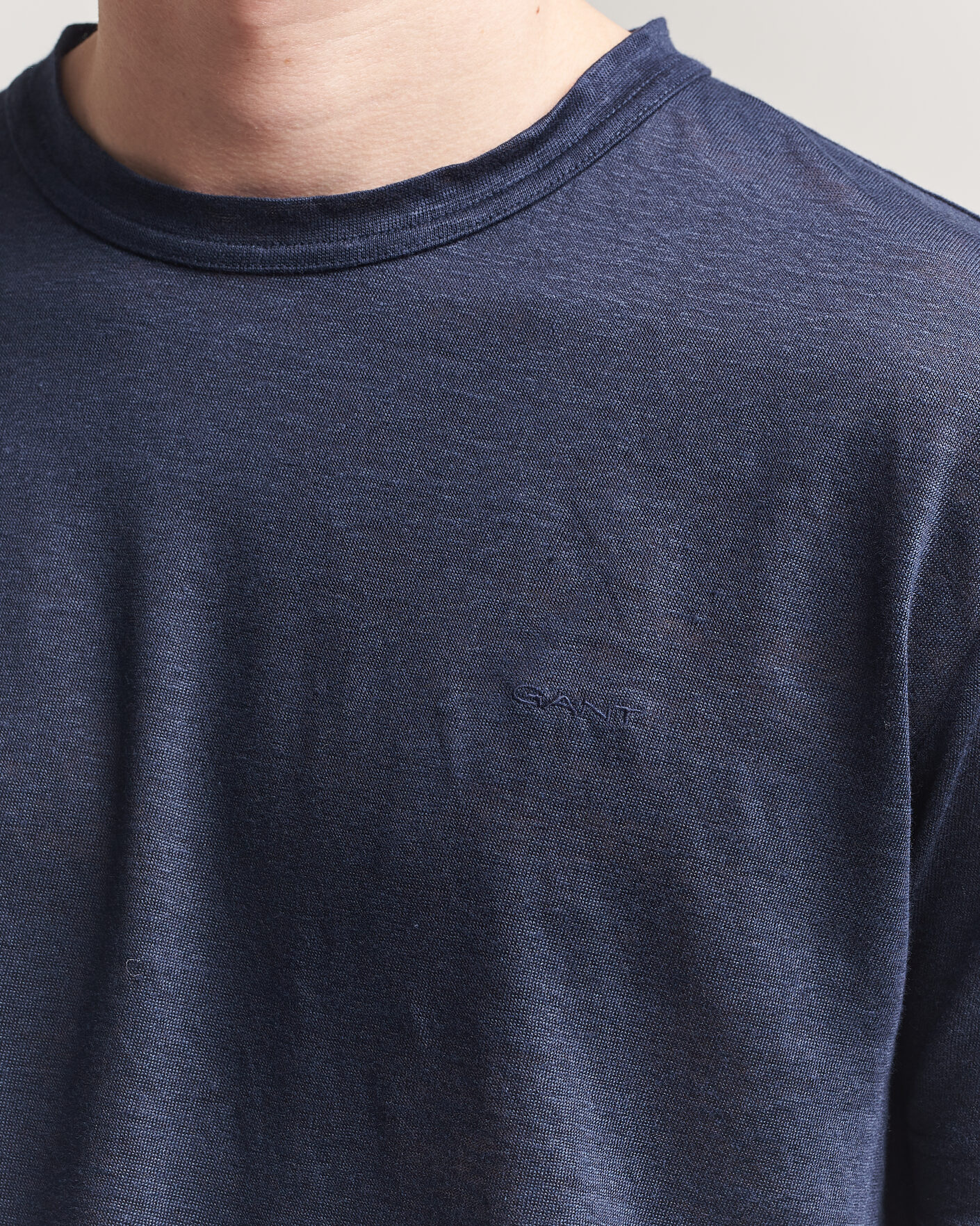 Hombres | Camisetas | Gant | Linen T-Shirt Evening Blue