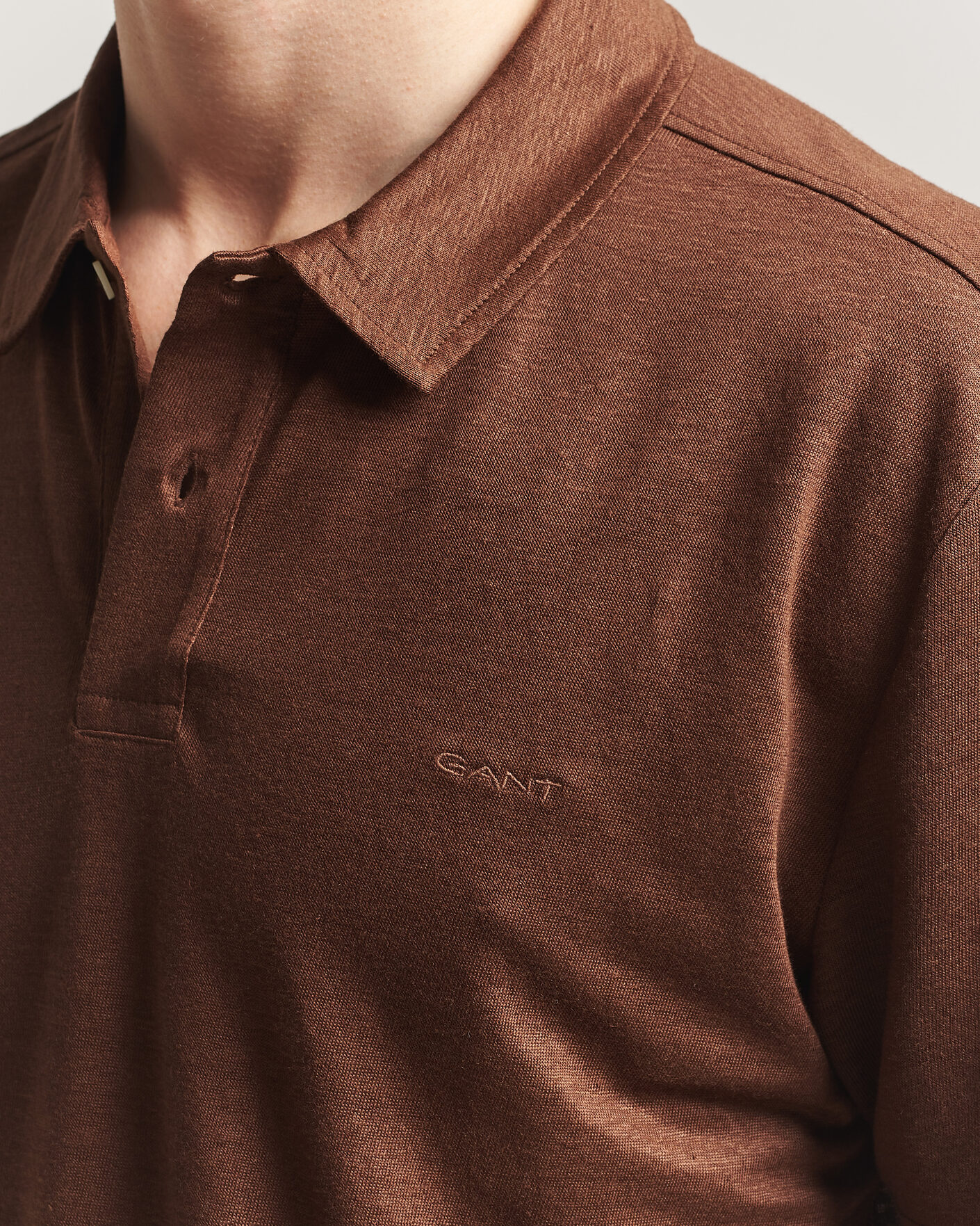 Hombres | Polos | Gant | Linen Polo Mahogany Brown