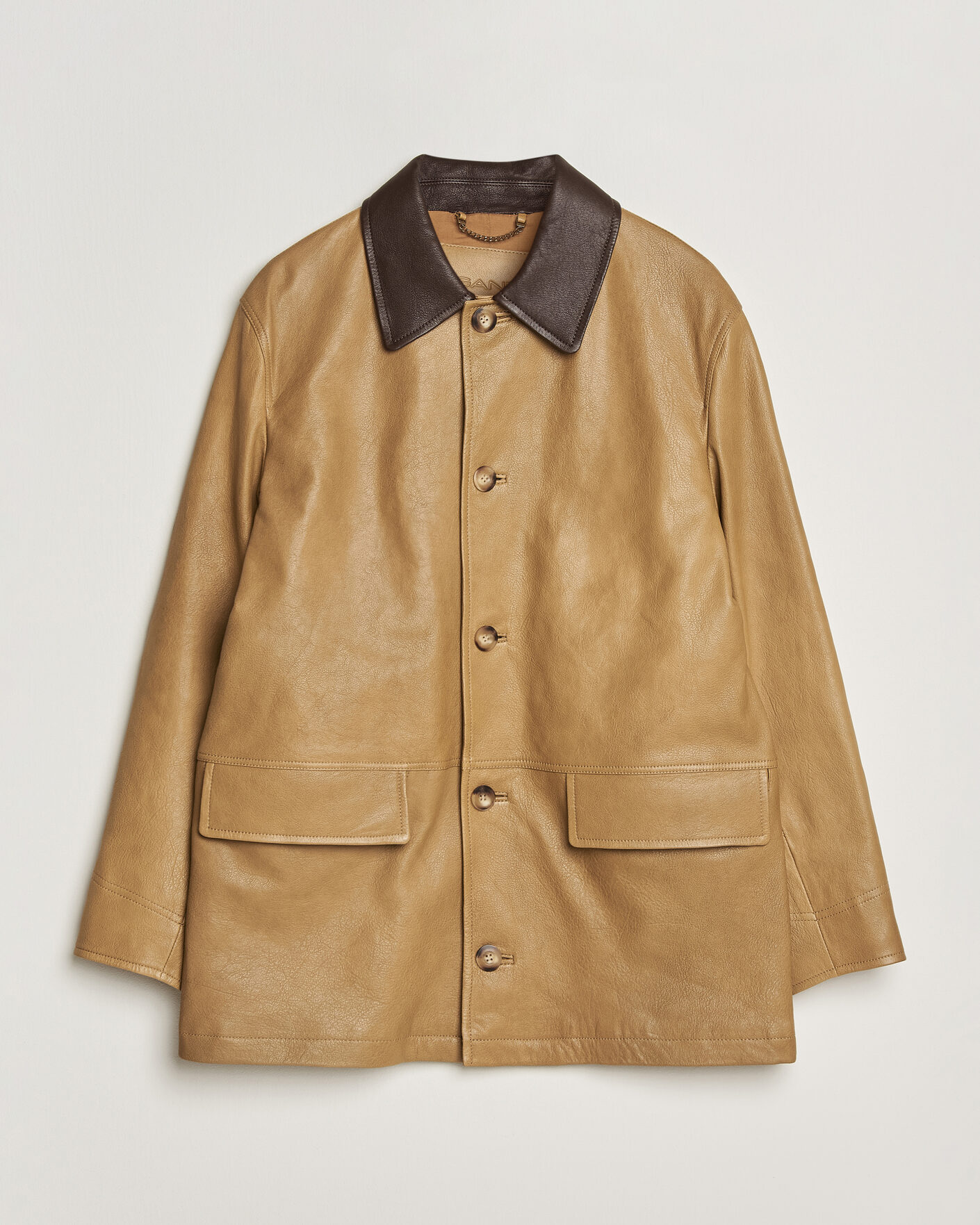 Hombres | Abrigos y chaquetas | GANT | Leather Decker Jacket Warm Khaki