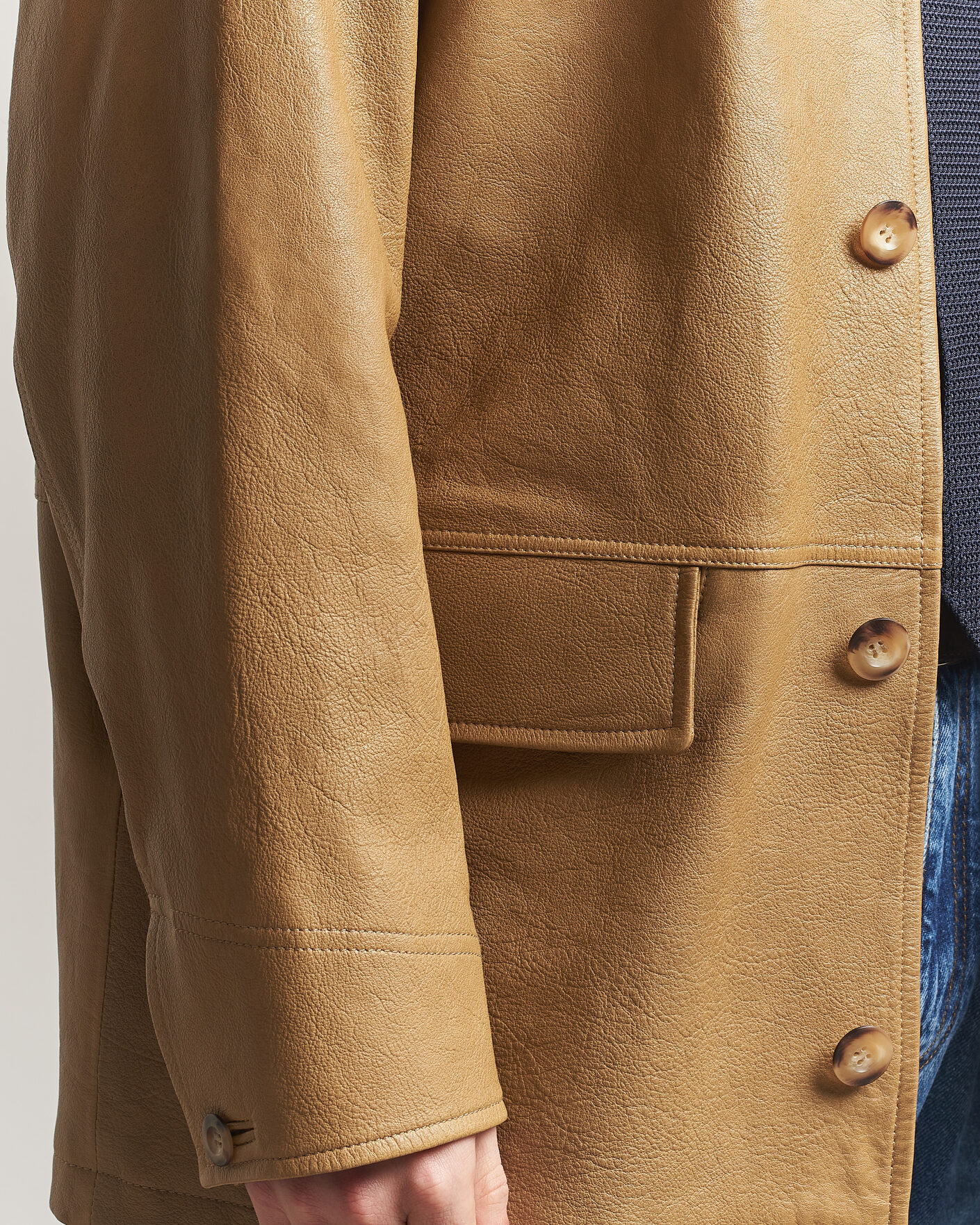 Hombres | Abrigos y chaquetas | Gant | Leather Decker Jacket Warm Khaki