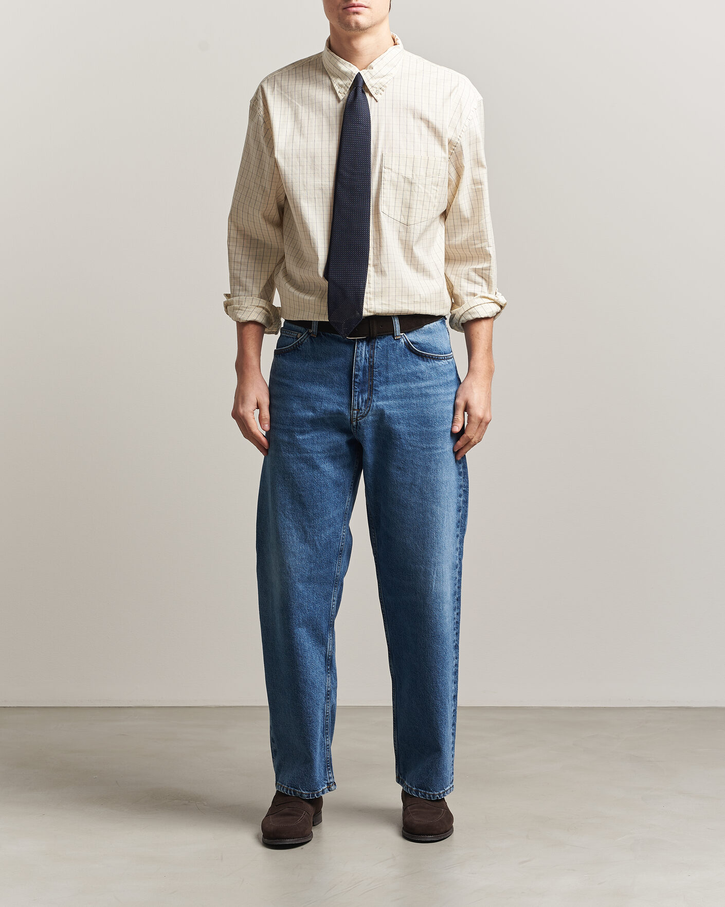 Hombres | Camisas | GANT | Relaxed Fit Dreamy Oxford Checked Shirt Creamed White