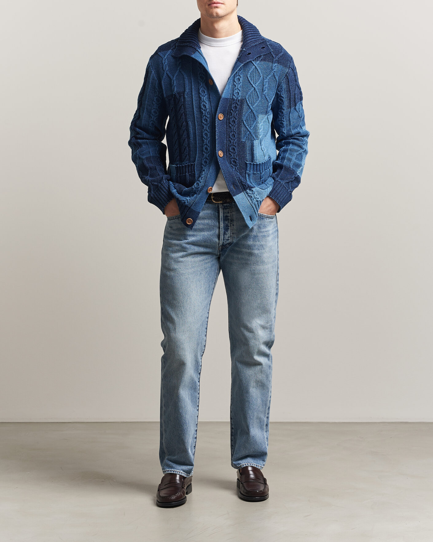 Hombres | Jerséis y prendas de punto | Gant | Indigo Cotton Cable Cardigan Rich Navy