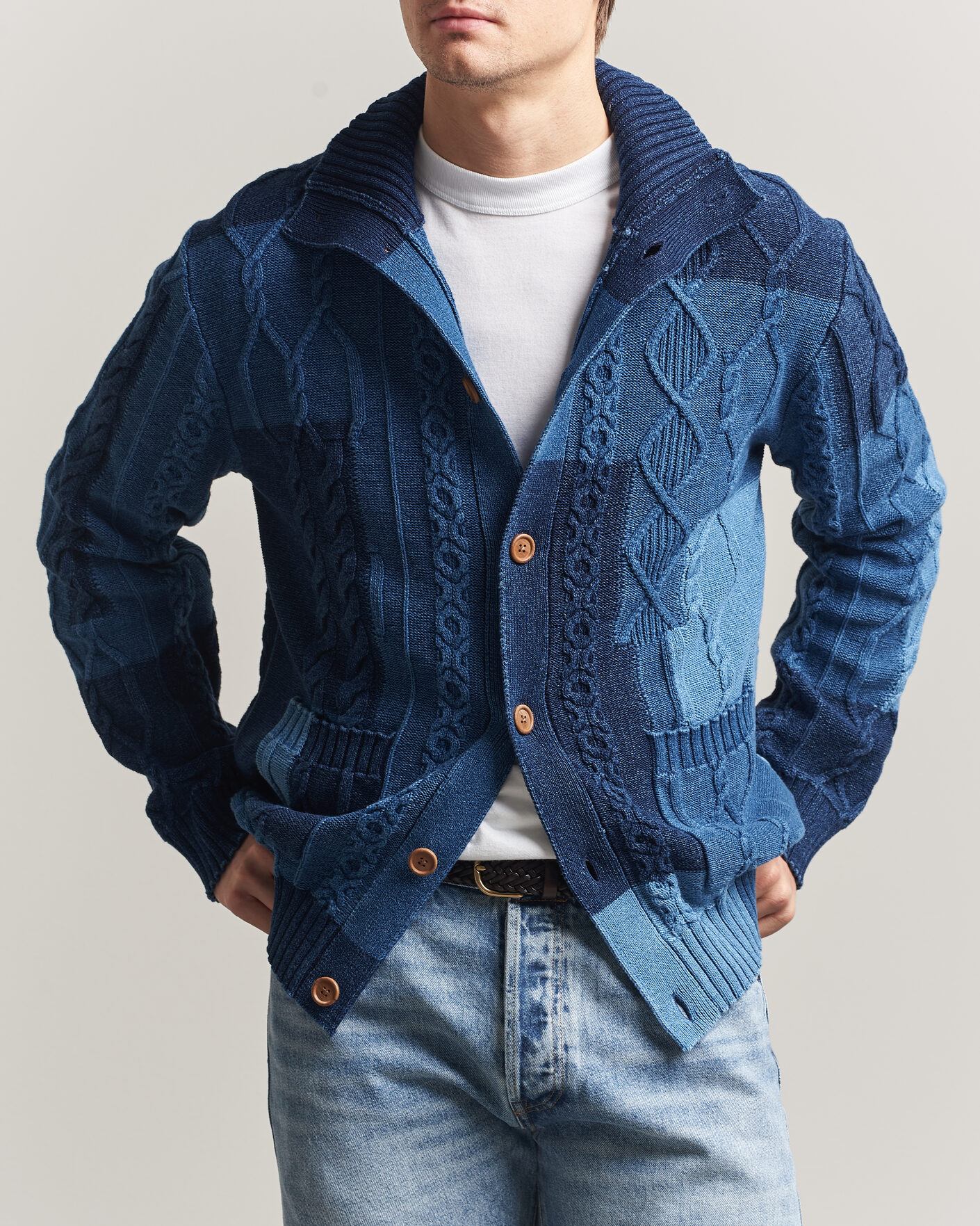 Hombres | Jerséis y prendas de punto | Gant | Indigo Cotton Cable Cardigan Rich Navy
