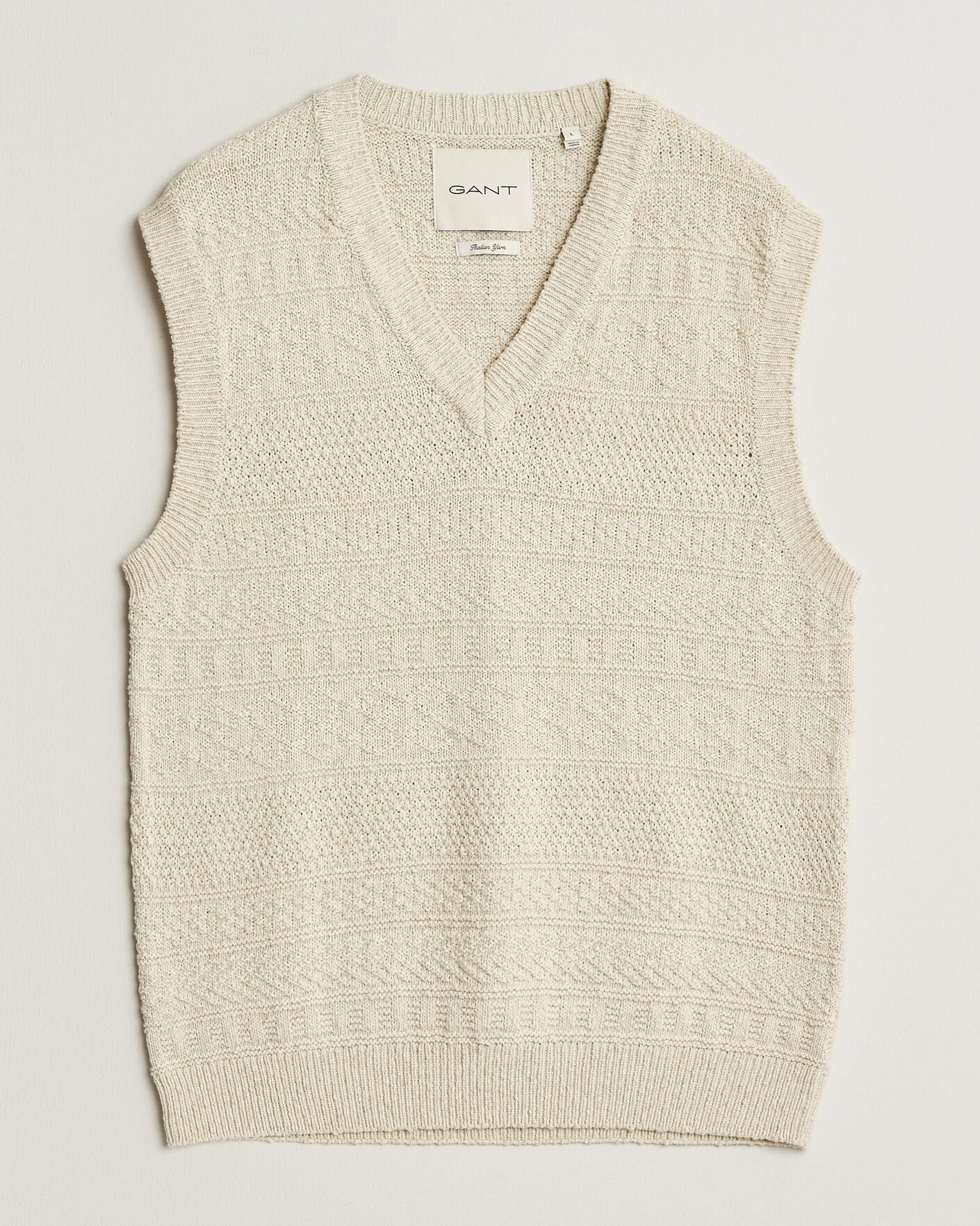 Hombres | Jerséis y prendas de punto | Gant | Cotton/Linen Textured Vest Creamed White