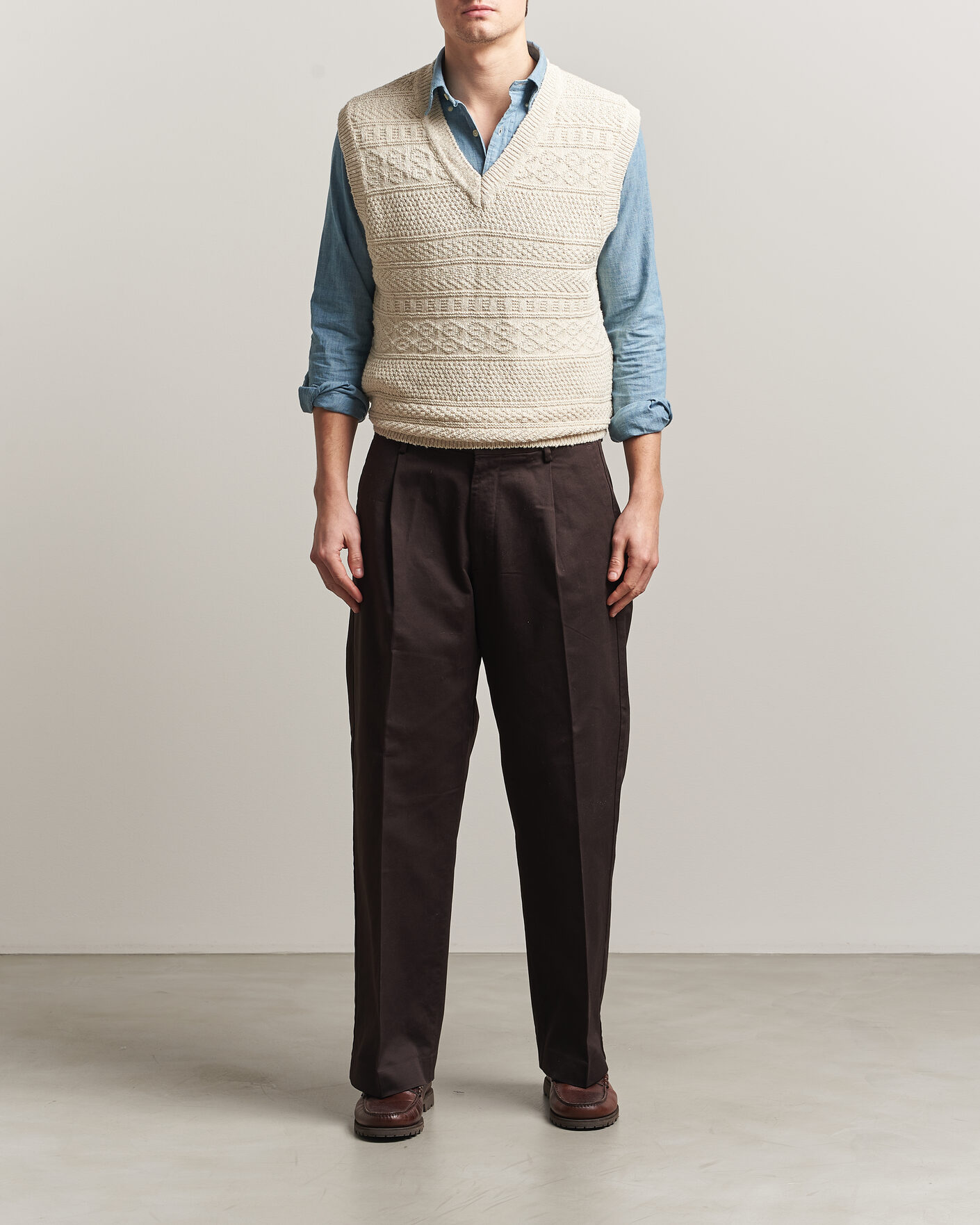 Hombres | Jerséis y prendas de punto | Gant | Cotton/Linen Textured Vest Creamed White