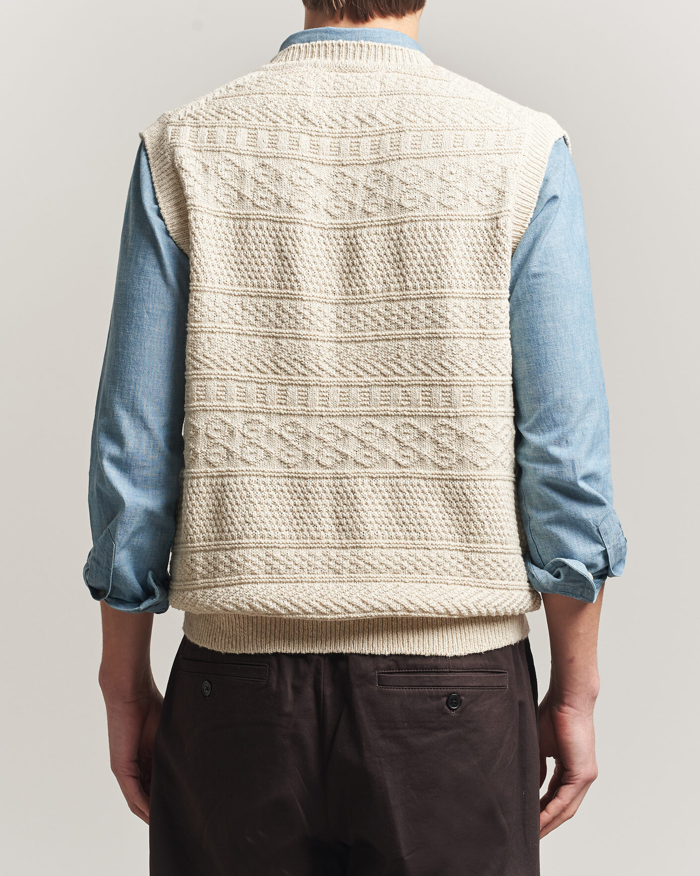 Hombres | Jerséis y prendas de punto | GANT | Cotton/Linen Textured Vest Creamed White