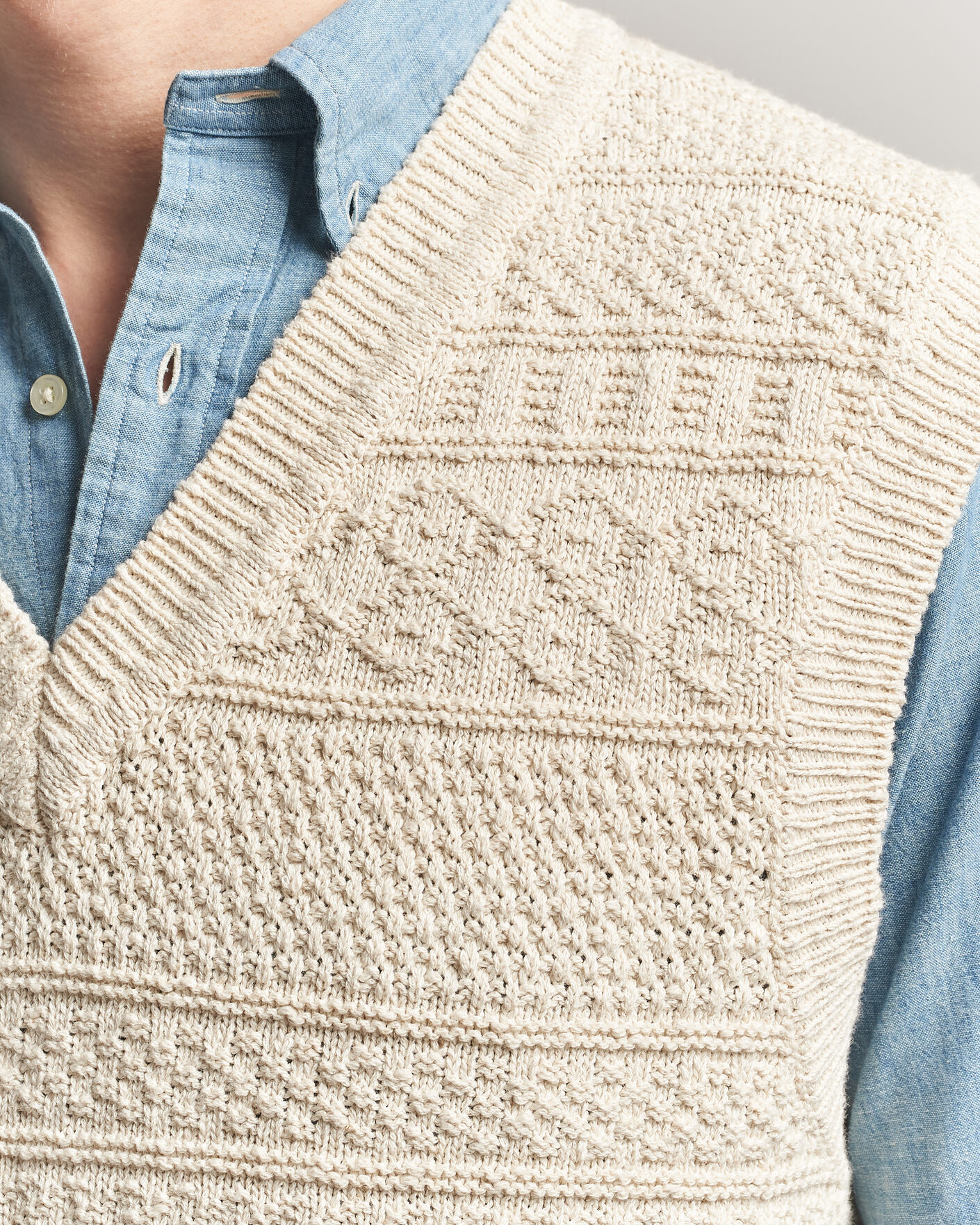 Hombres | Jerséis y prendas de punto | Gant | Cotton/Linen Textured Vest Creamed White