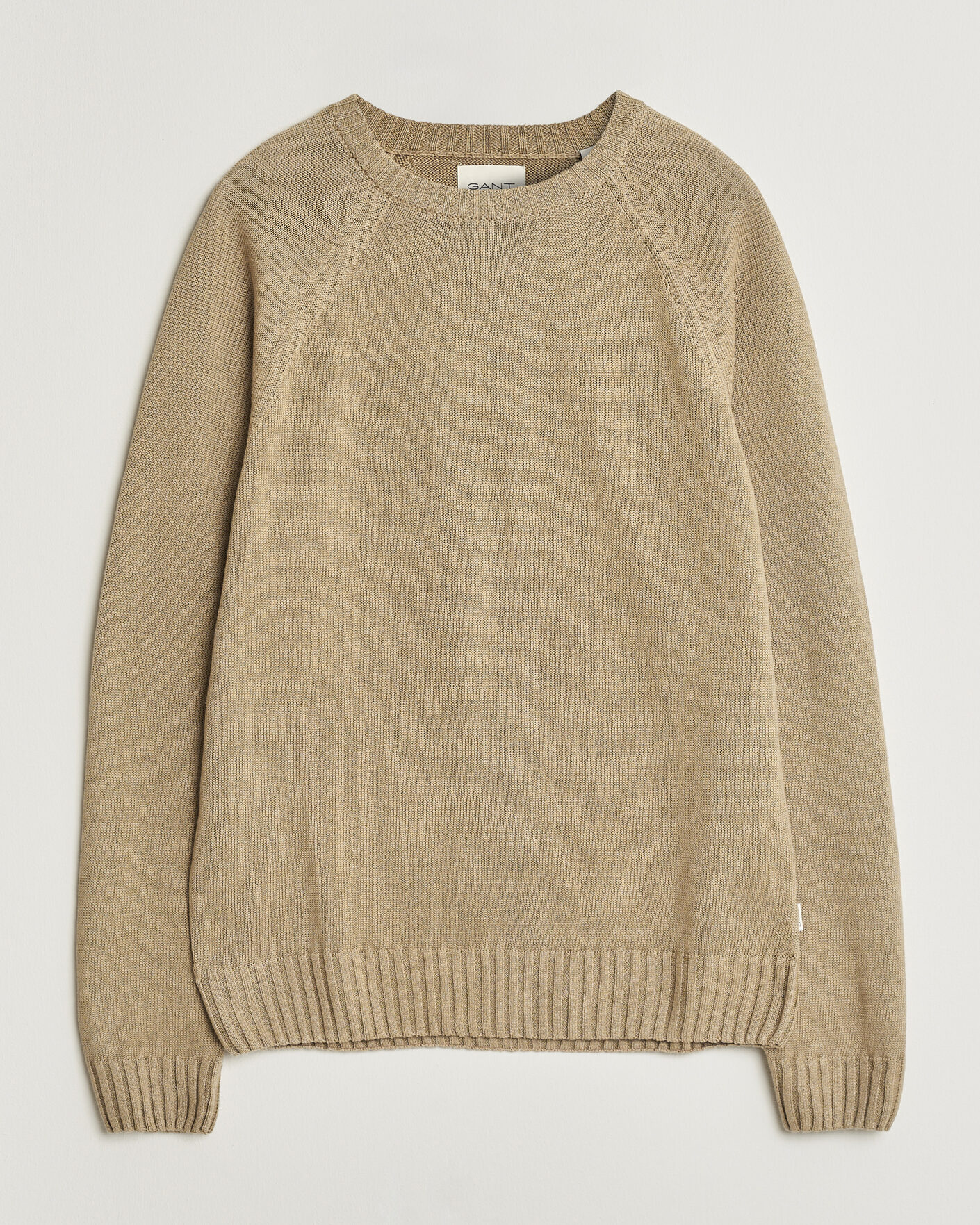 Hombres | Jerséis y prendas de punto | Gant | Linen/Cotton Crew Neck Sweater Dark Khaki