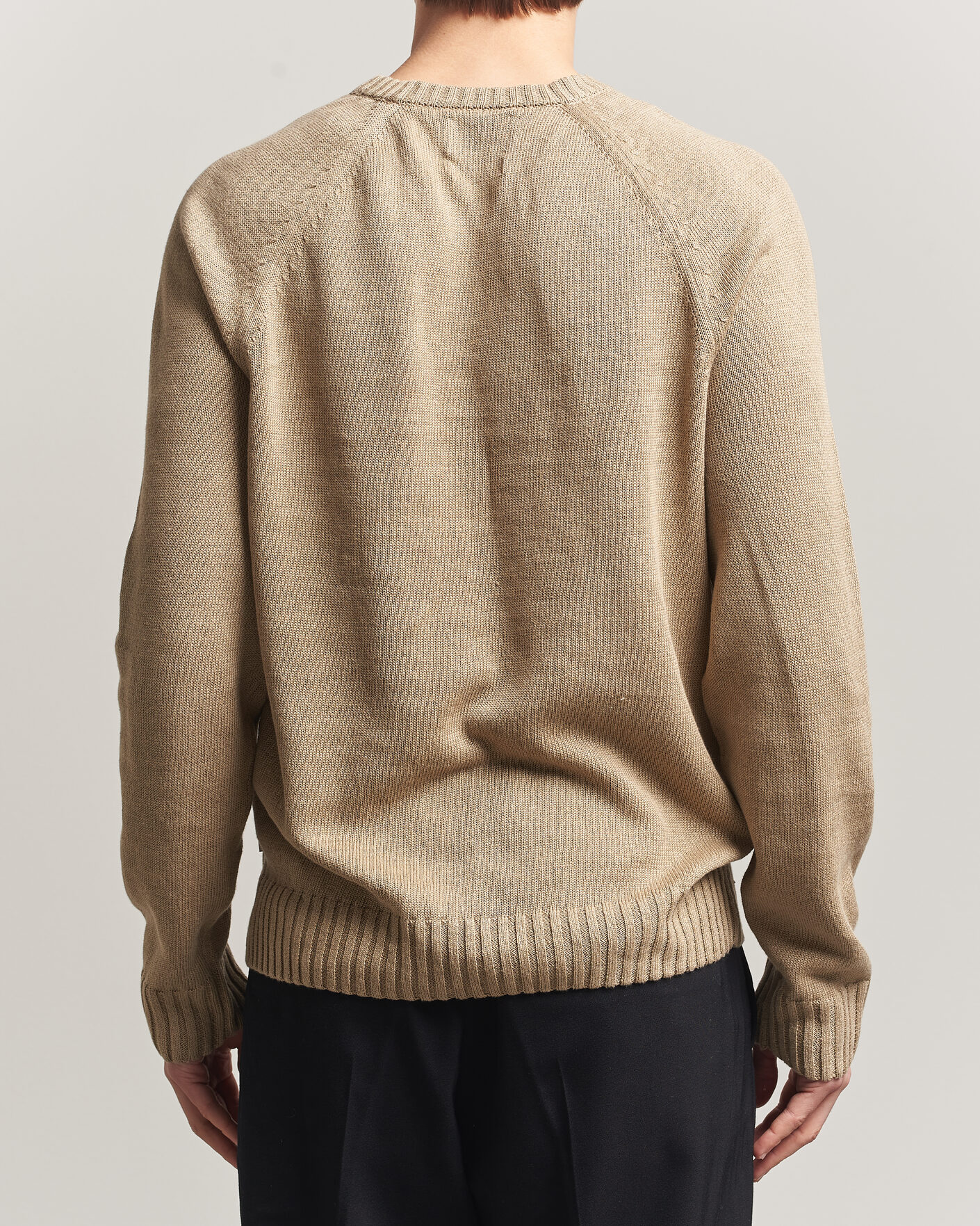 Hombres | Jerséis y prendas de punto | Gant | Linen/Cotton Crew Neck Sweater Dark Khaki