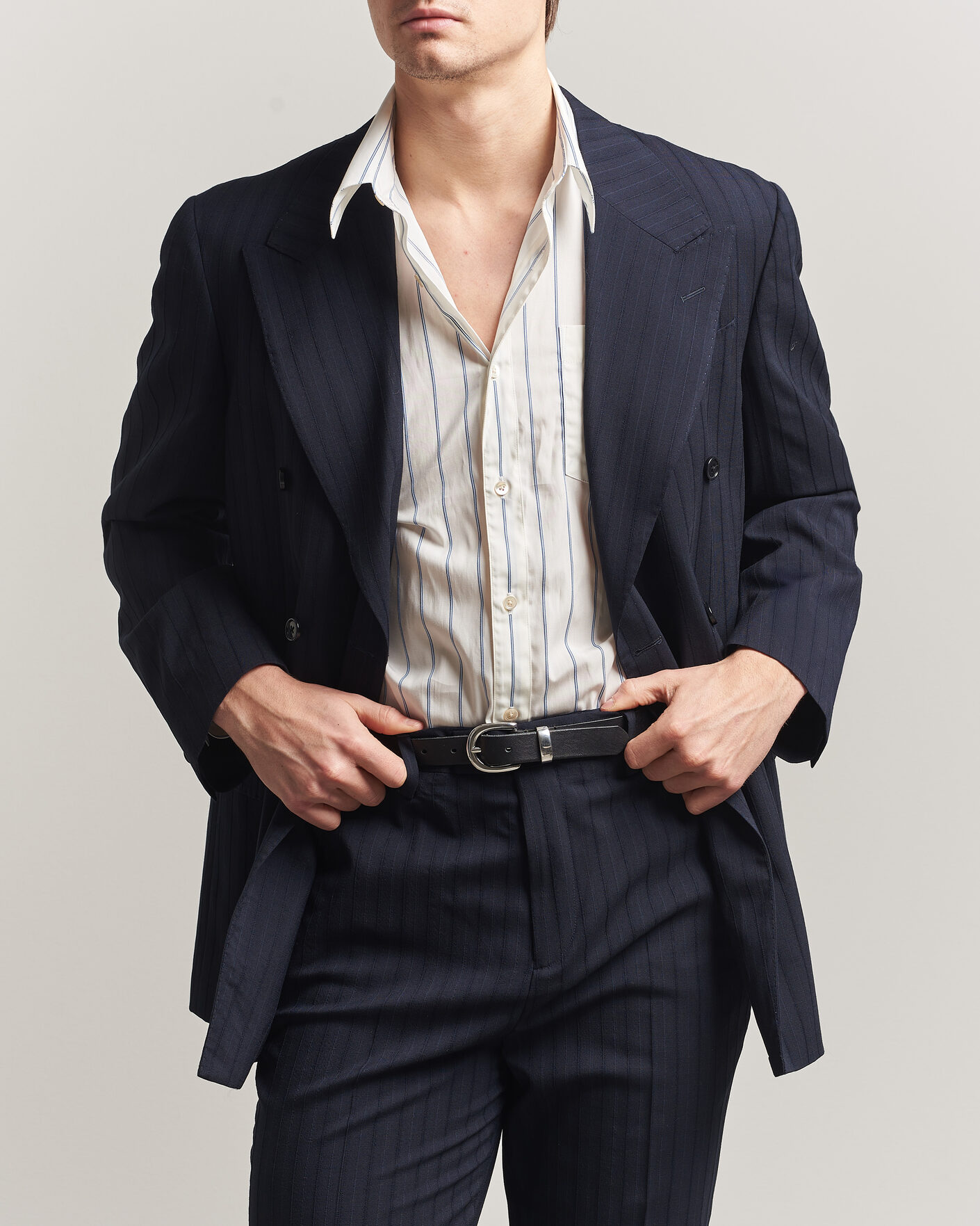 Hombres | Blazers | GANT | Tonal Pinstriped Suit Blazer Evening Blue