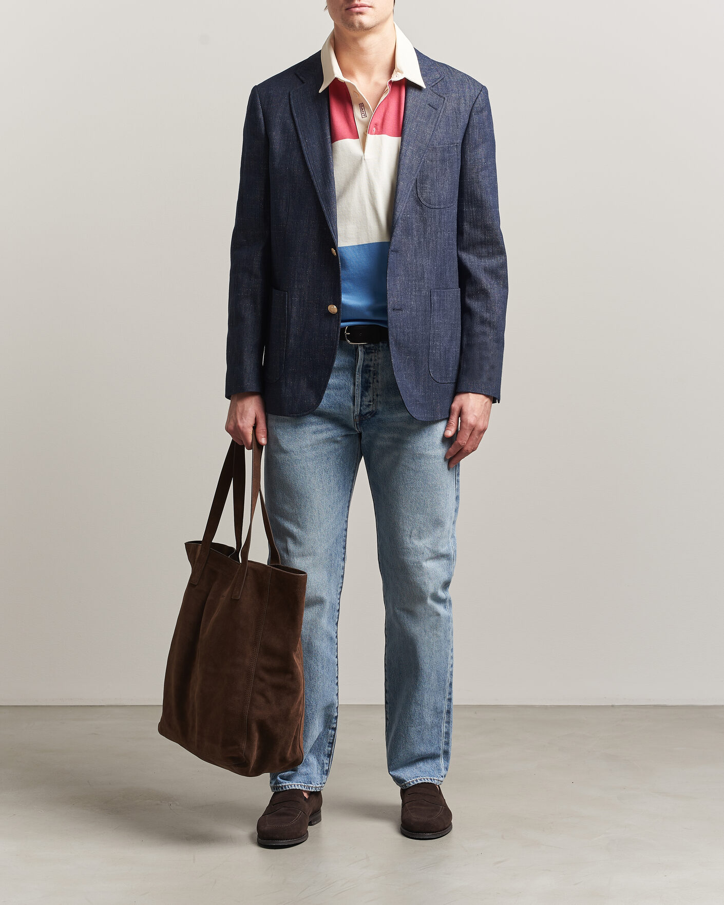 Hombres | Blazers | GANT | Cotton Indigo Club Blazer Dark Blue Raw