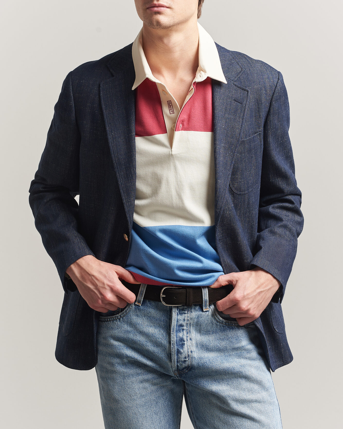 Hombres | Blazers | Gant | Cotton Indigo Club Blazer Dark Blue Raw