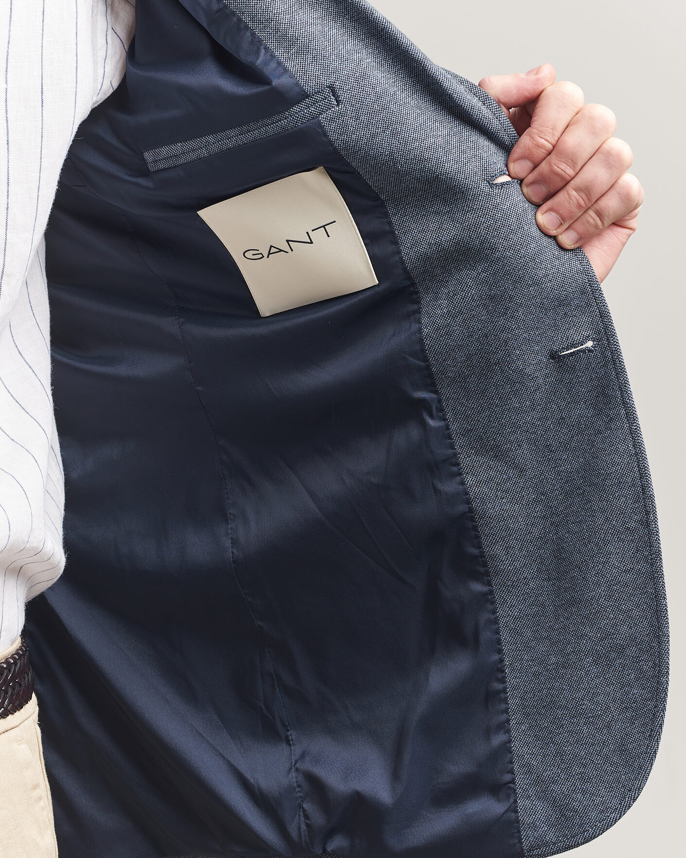 Hombres | Blazers | Gant | Two Tone Jersey Pique Blazer Salty Sea