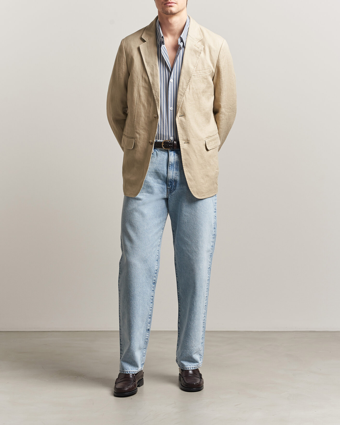 Hombres | Blazers | Gant | Garment Dyed Linen Blazer Oat Beige