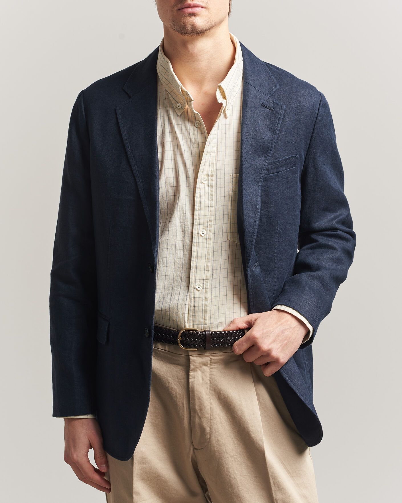 Hombres | Blazers | Gant | Garment Dyed Linen Blazer Evening Blue