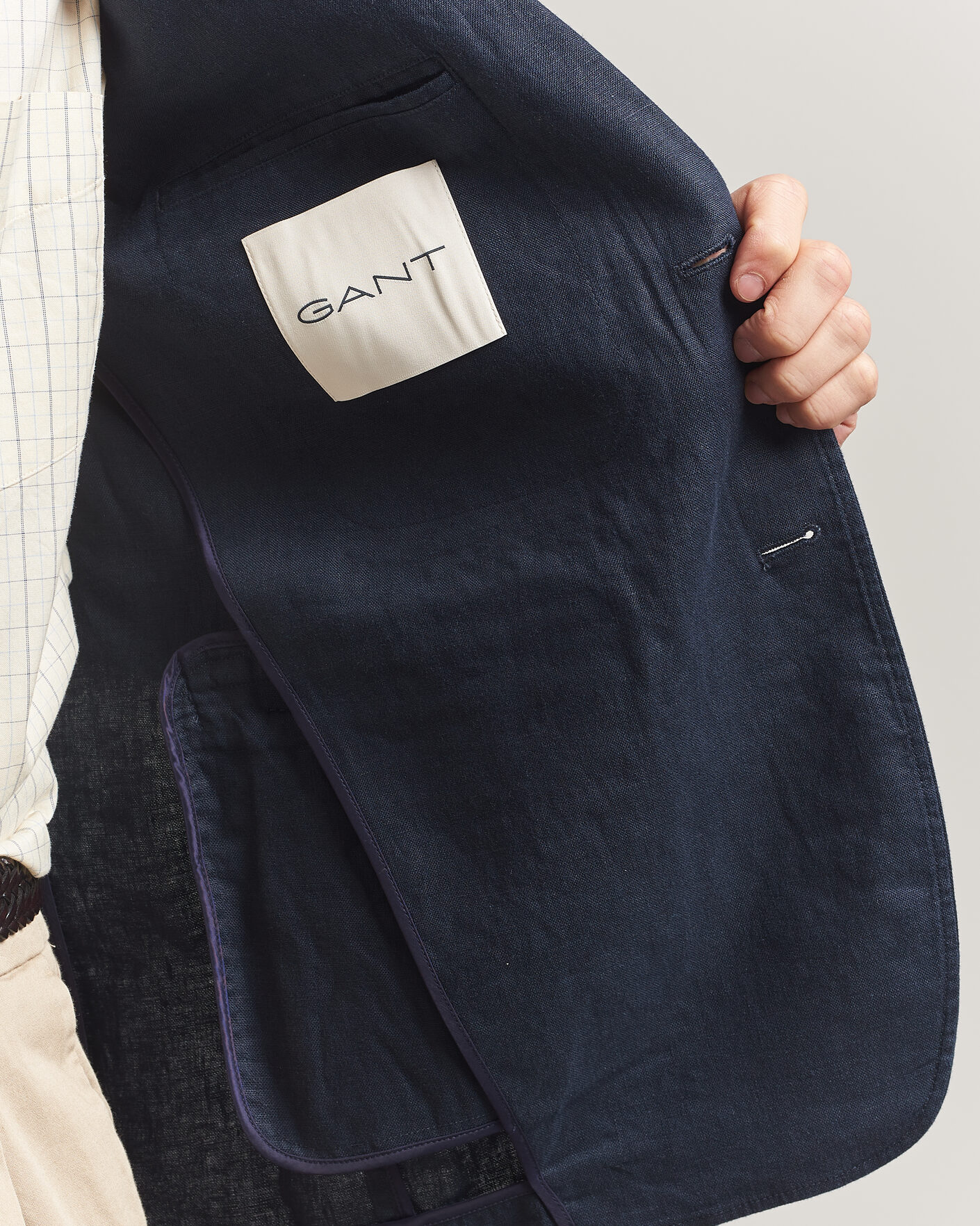 Hombres | Blazers | GANT | Garment Dyed Linen Blazer Evening Blue