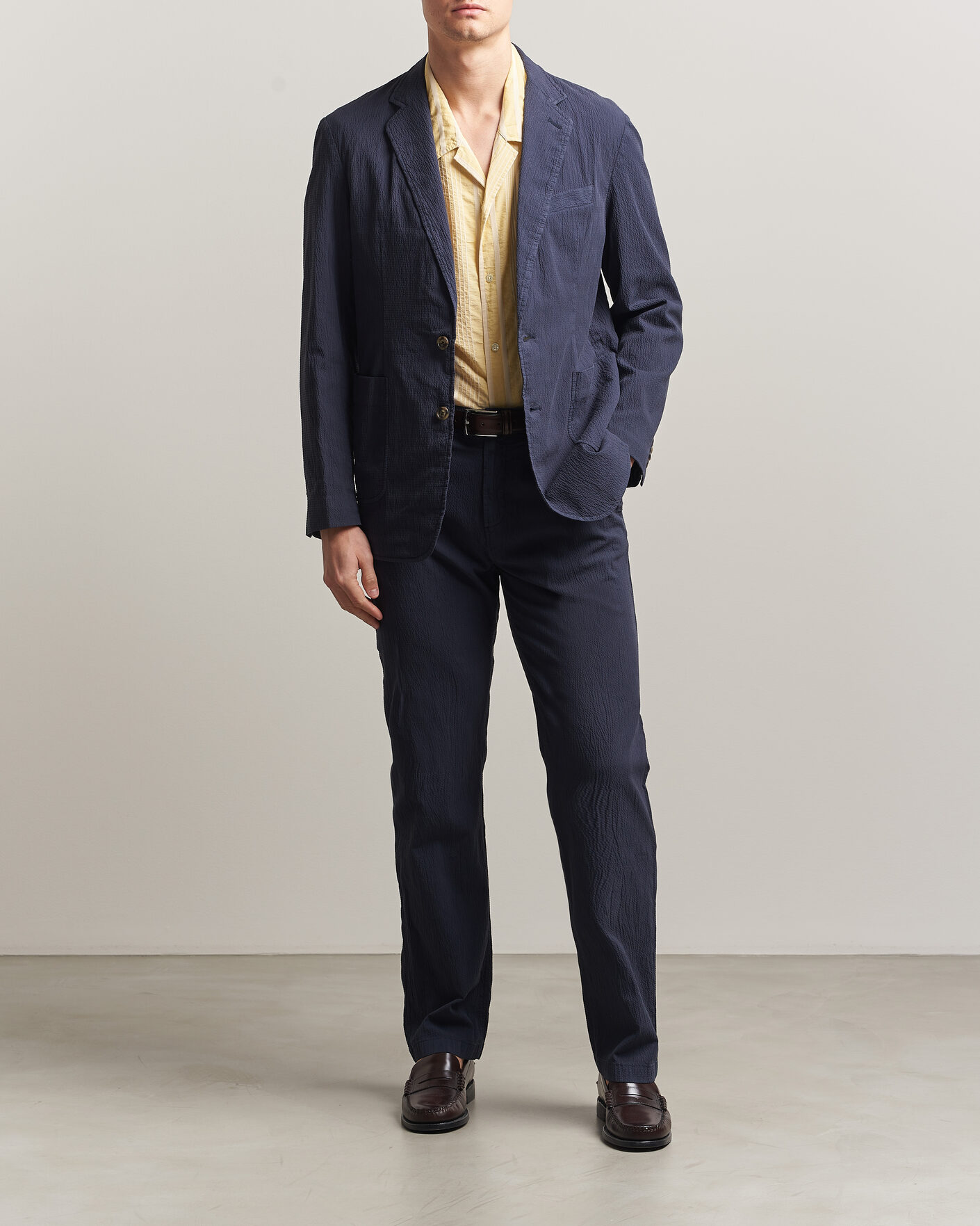 Hombres | Blazers | Gant | Garment Dyed Seersucker Blazer Evening Blue