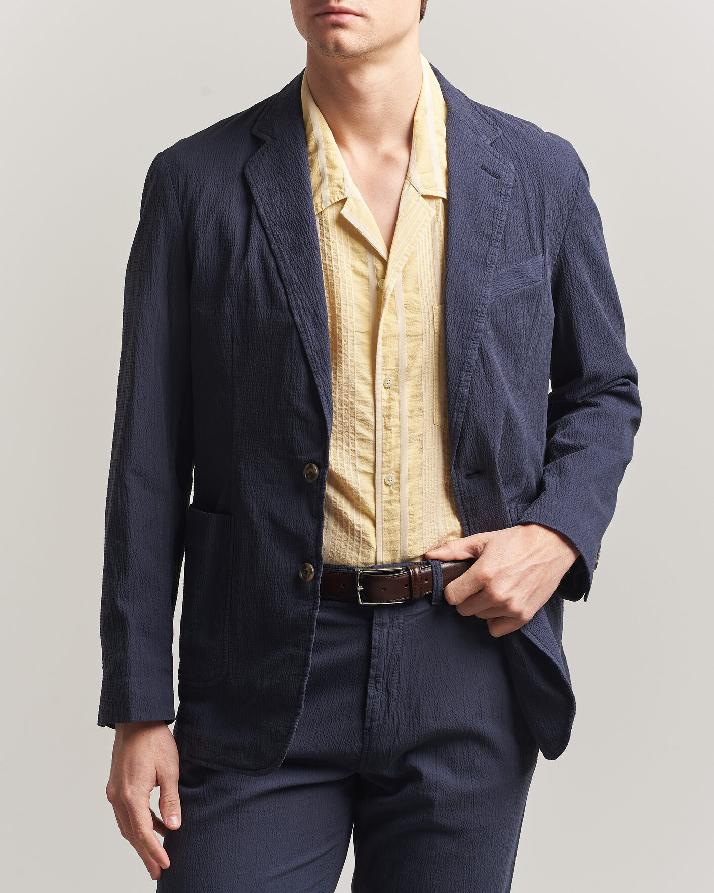 Hombres | Blazers | Gant | Garment Dyed Seersucker Blazer Evening Blue