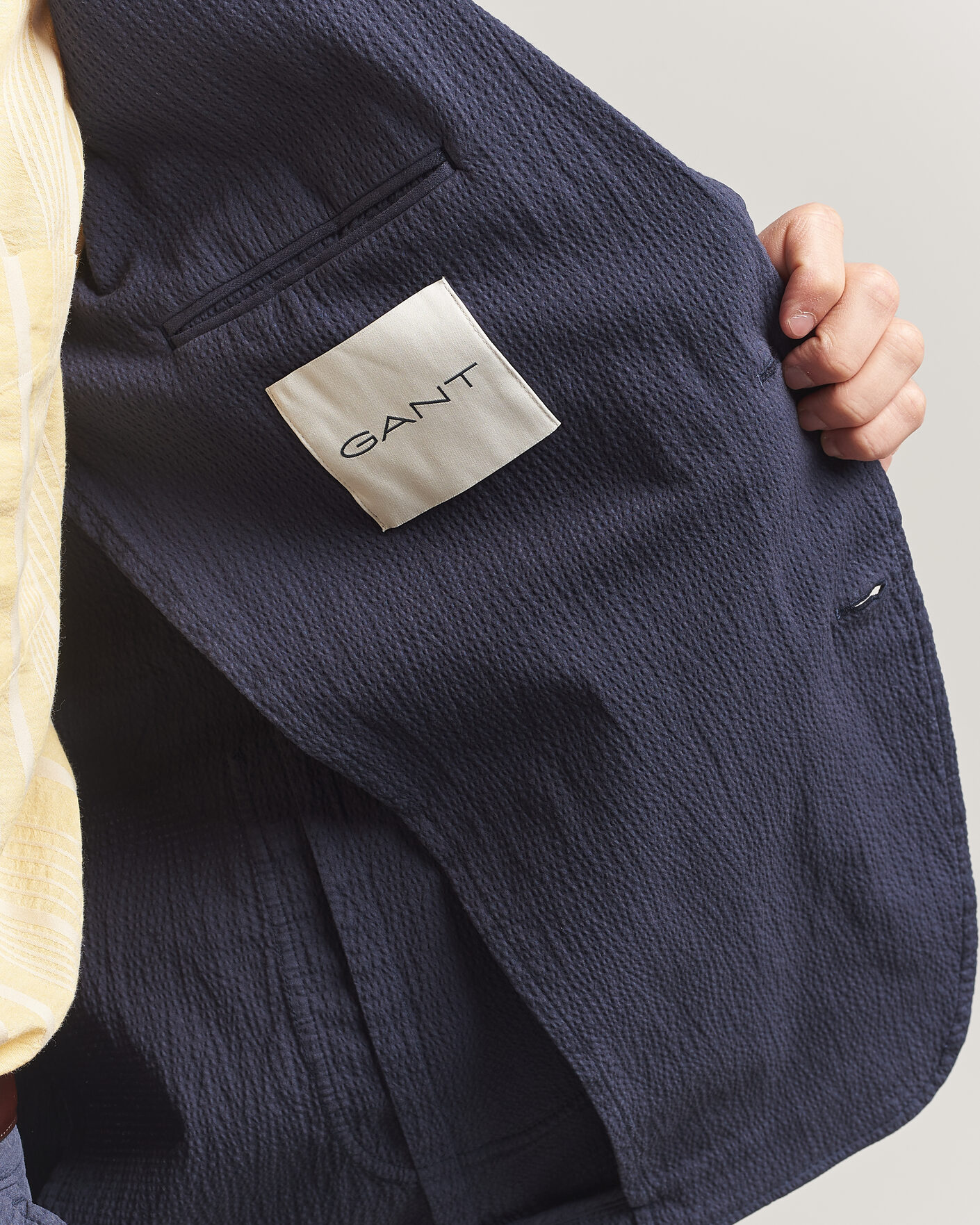 Hombres | Blazers | Gant | Garment Dyed Seersucker Blazer Evening Blue