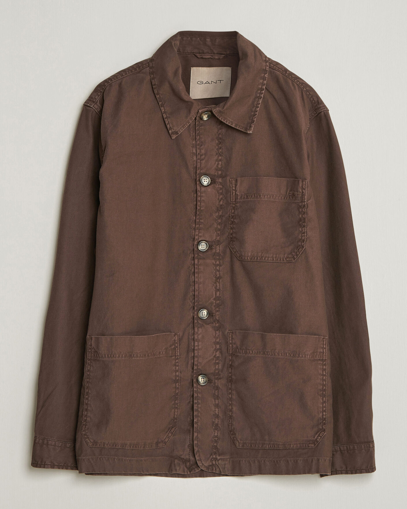 Hombres | Camisas | GANT | Regular Fit Cotton/Linen Overshirt Rich Brown
