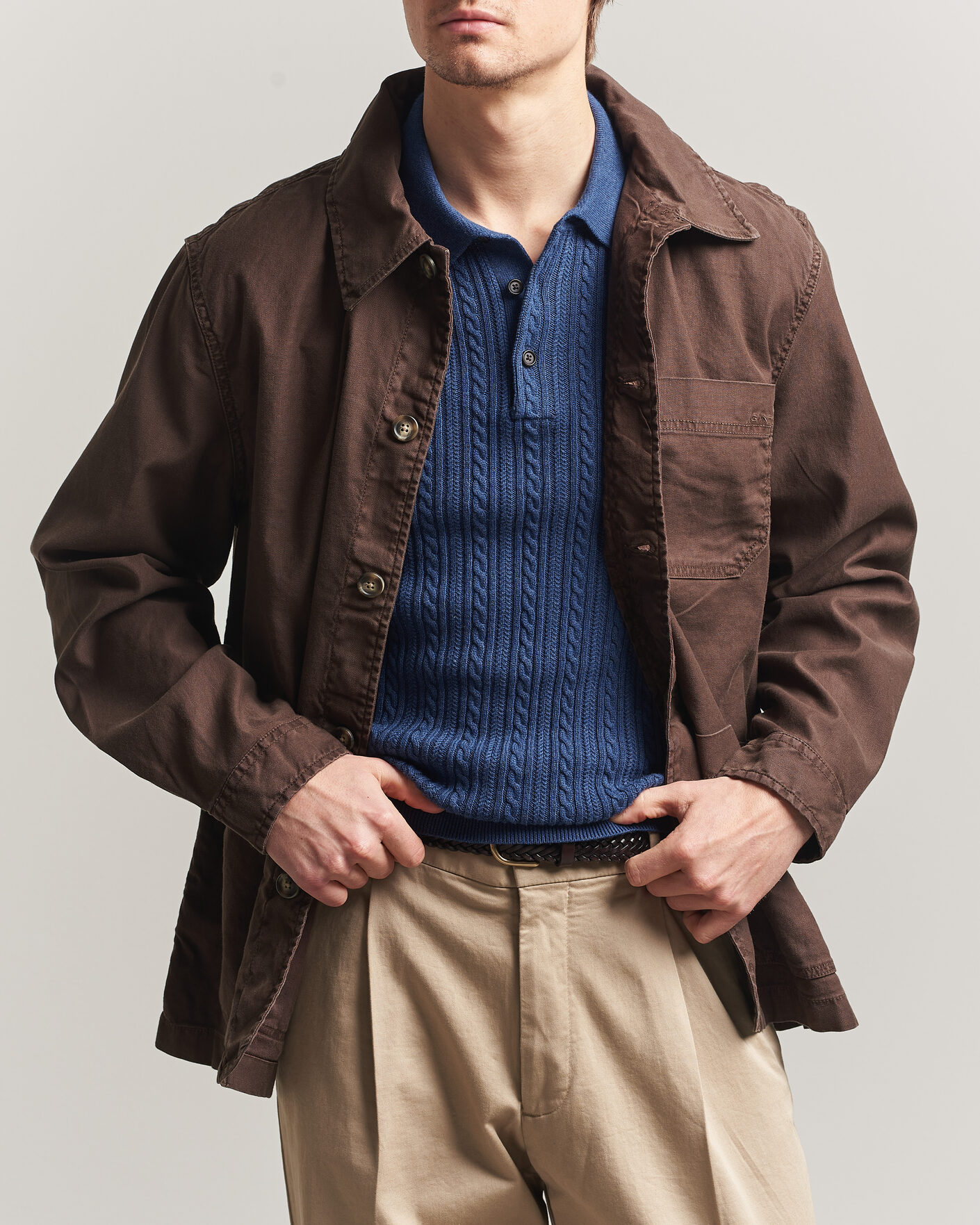 Hombres | Camisas | GANT | Regular Fit Cotton/Linen Overshirt Rich Brown
