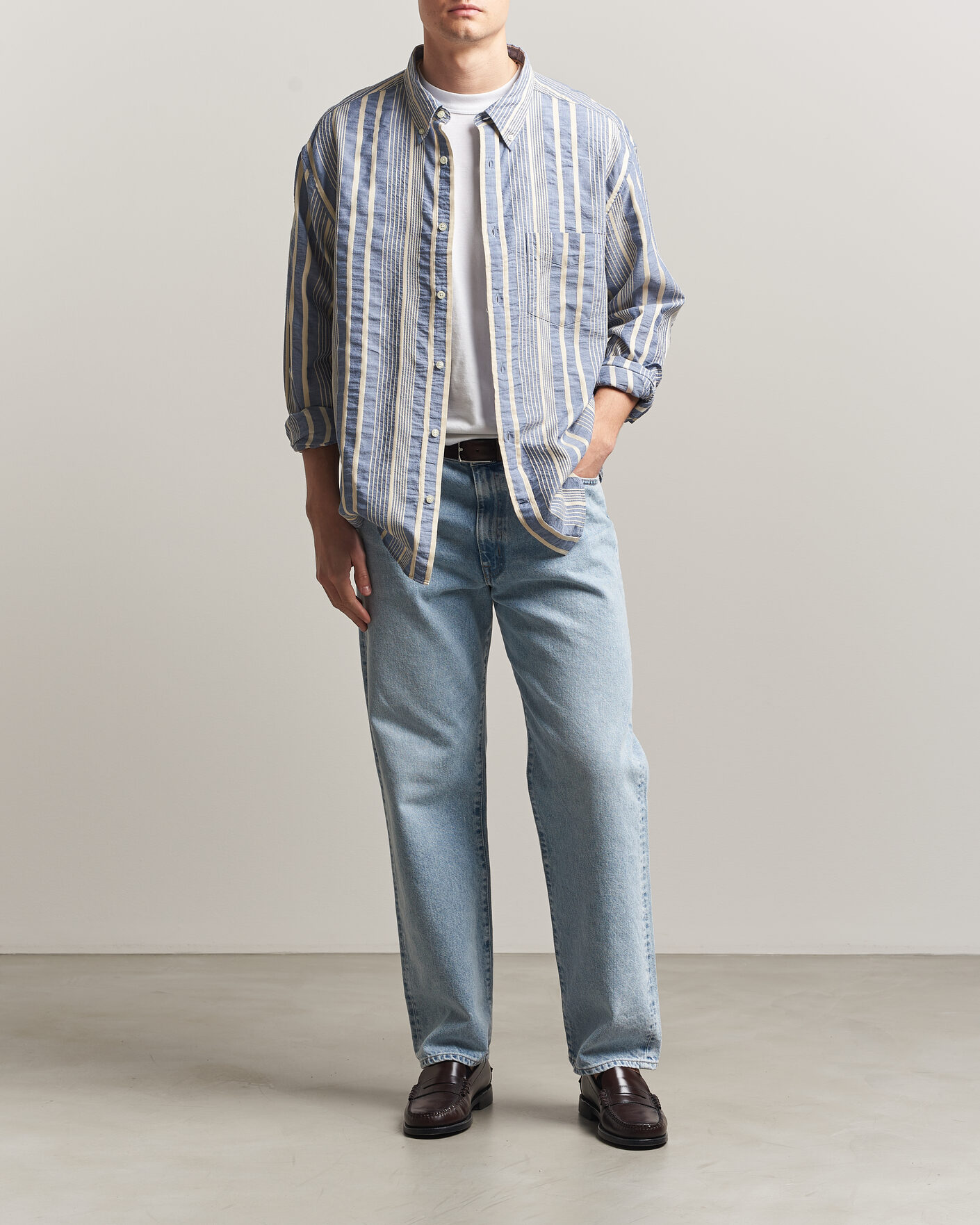 Hombres | Camisas | Gant | Relaxed Fit Seersucker Striped Shirt Vintage Blue