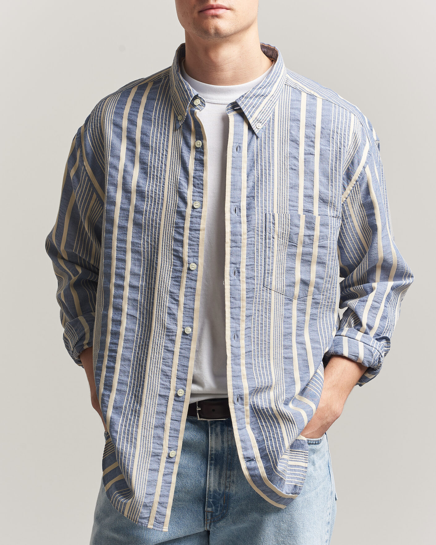 Hombres | Camisas | Gant | Relaxed Fit Seersucker Striped Shirt Vintage Blue