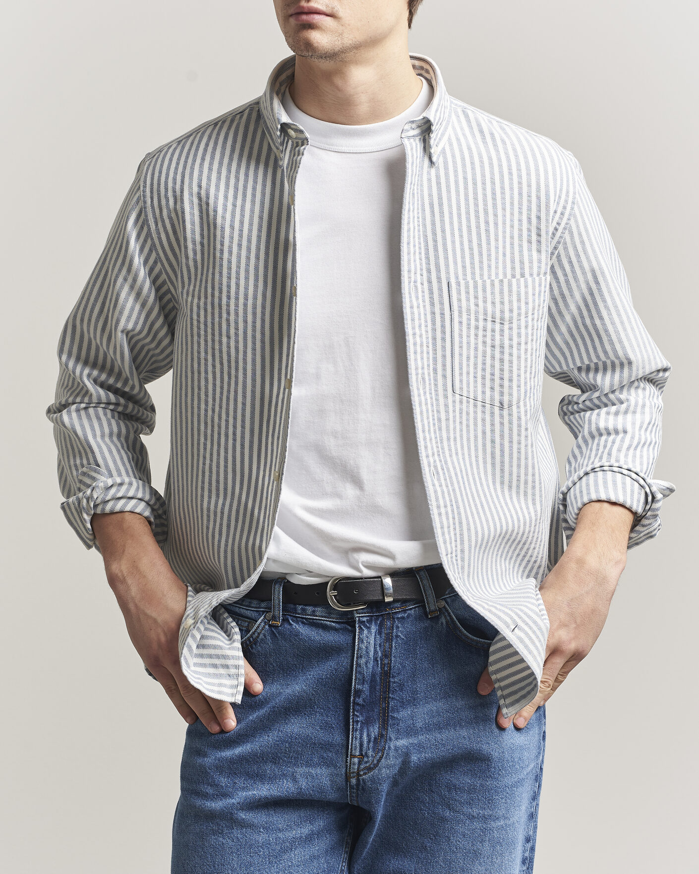 Hombres | Camisas | Gant | Regular Fit Textured Striped Shirt Vintage Blue
