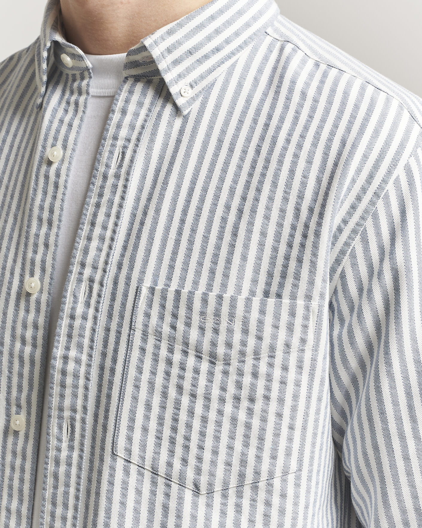 Hombres | Camisas | Gant | Regular Fit Textured Striped Shirt Vintage Blue