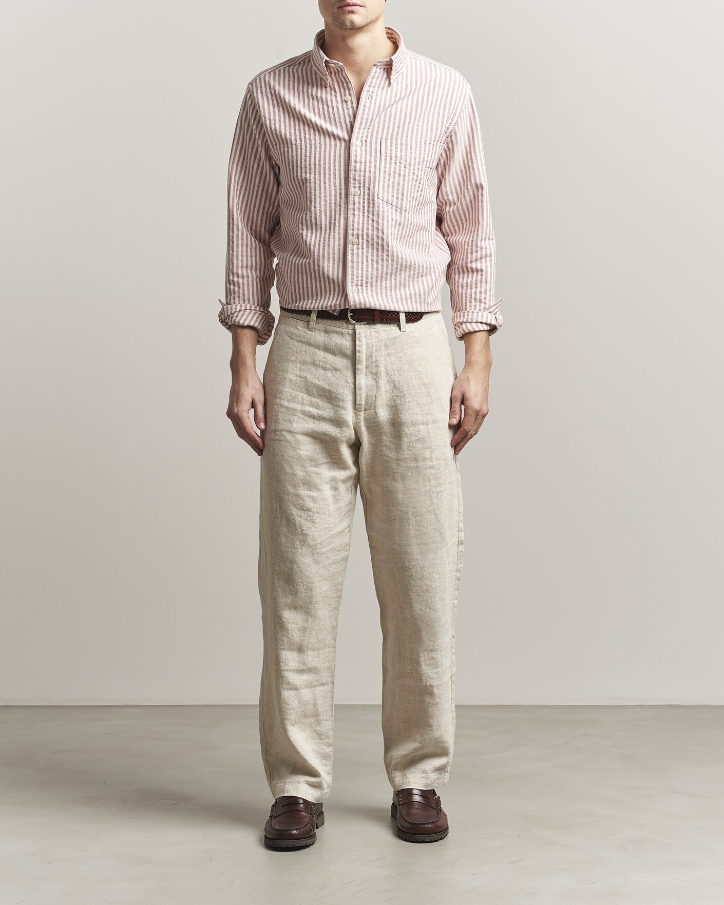 Hombres | Camisas | GANT | Regular Fit Textured Striped Shirt Rose Red