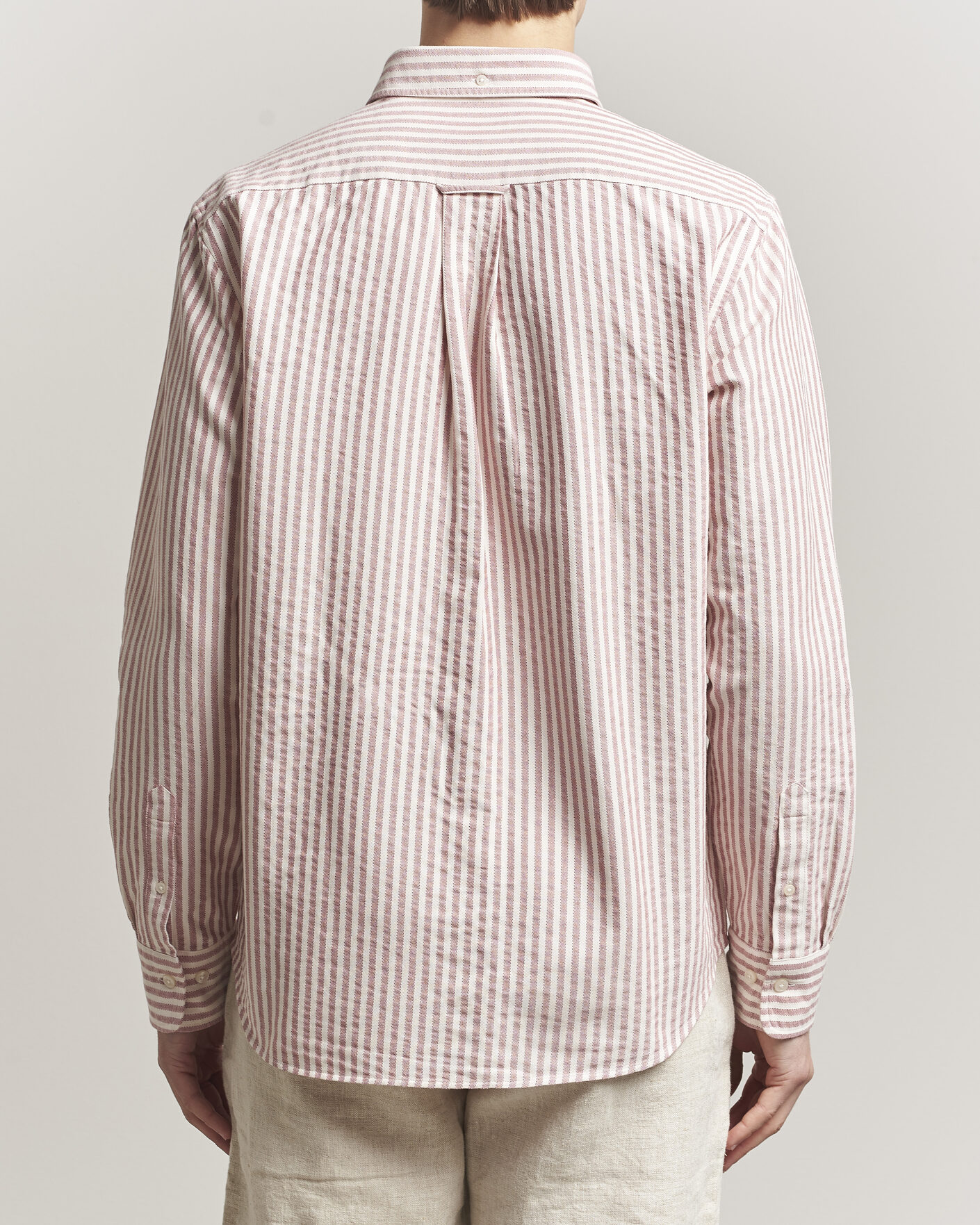 Hombres | Camisas | GANT | Regular Fit Textured Striped Shirt Rose Red