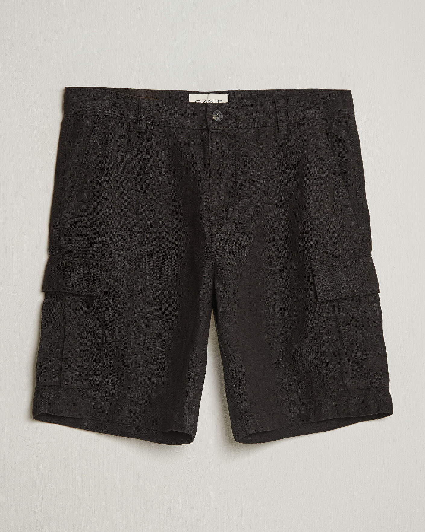 Hombres | Pantalones cortos | GANT | Regular Fit Linen Cargo Shorts Ebony Black