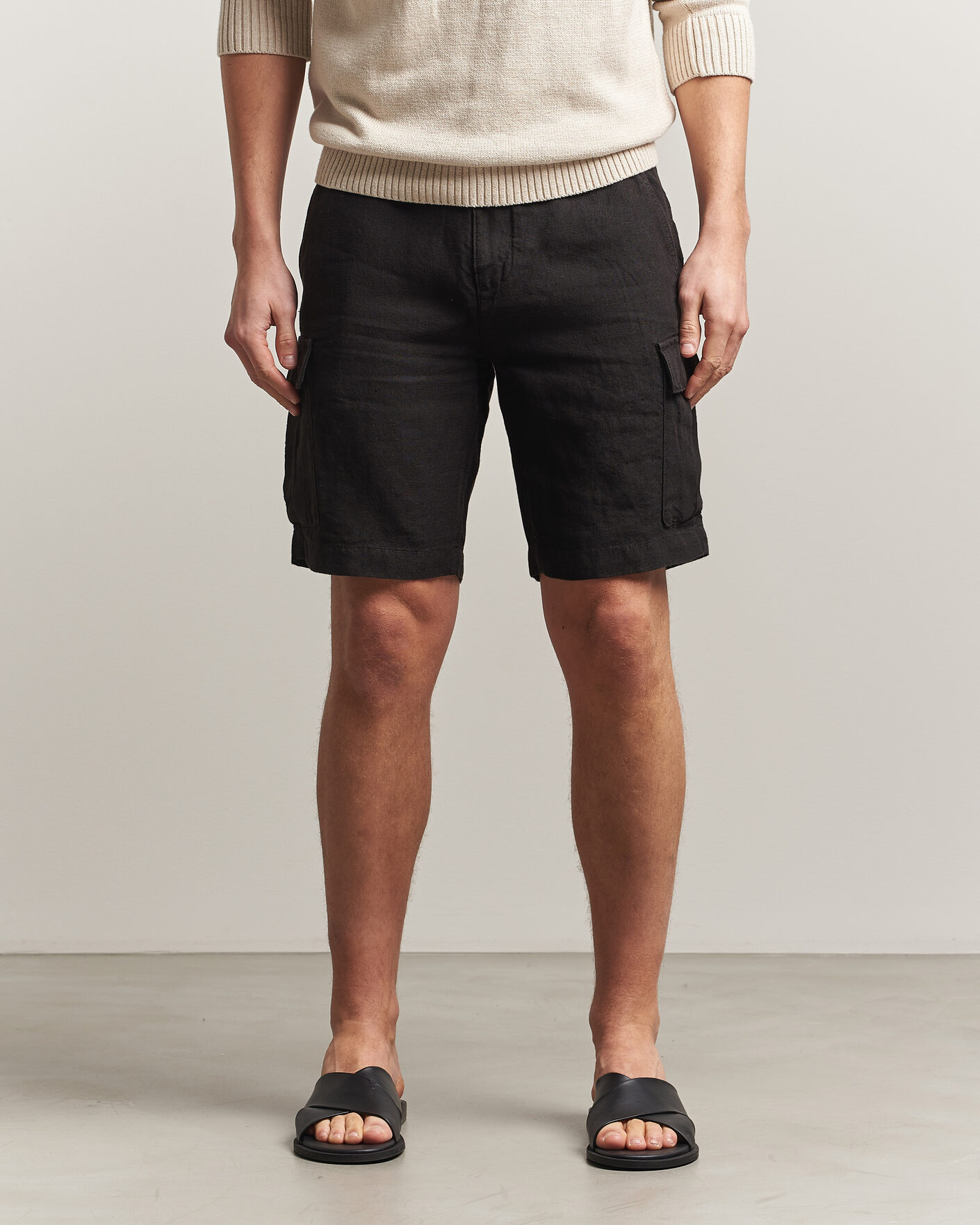 Hombres | Pantalones cortos | GANT | Regular Fit Linen Cargo Shorts Ebony Black