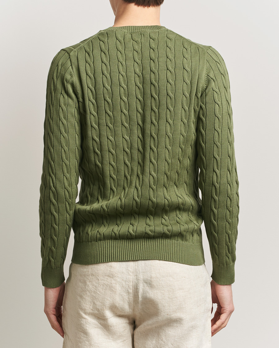 Hombres | Jerséis y prendas de punto | Gant | Cotton Cable Crew Neck Pullover Dry Herb Green