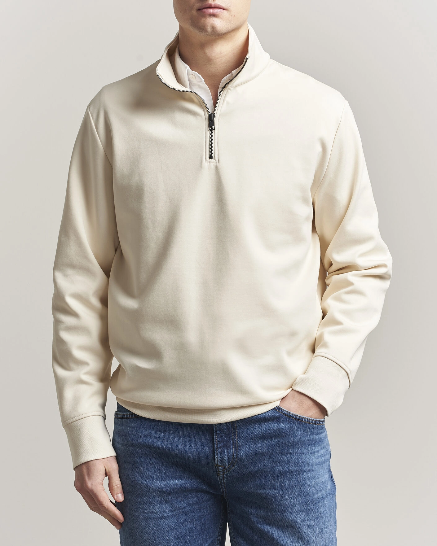 Hombres | Jerséis y prendas de punto | GANT | Interlock Half Zip Creamed White
