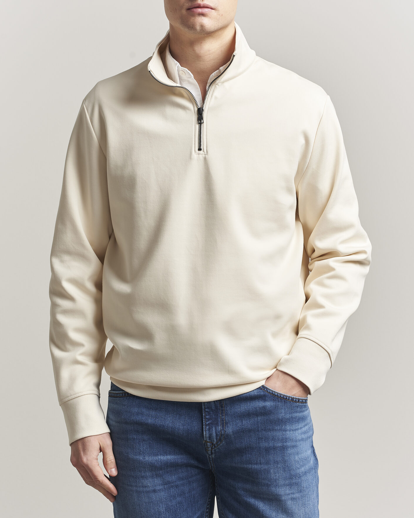 Hombres | Jerséis y prendas de punto | Gant | Interlock Half Zip Creamed White
