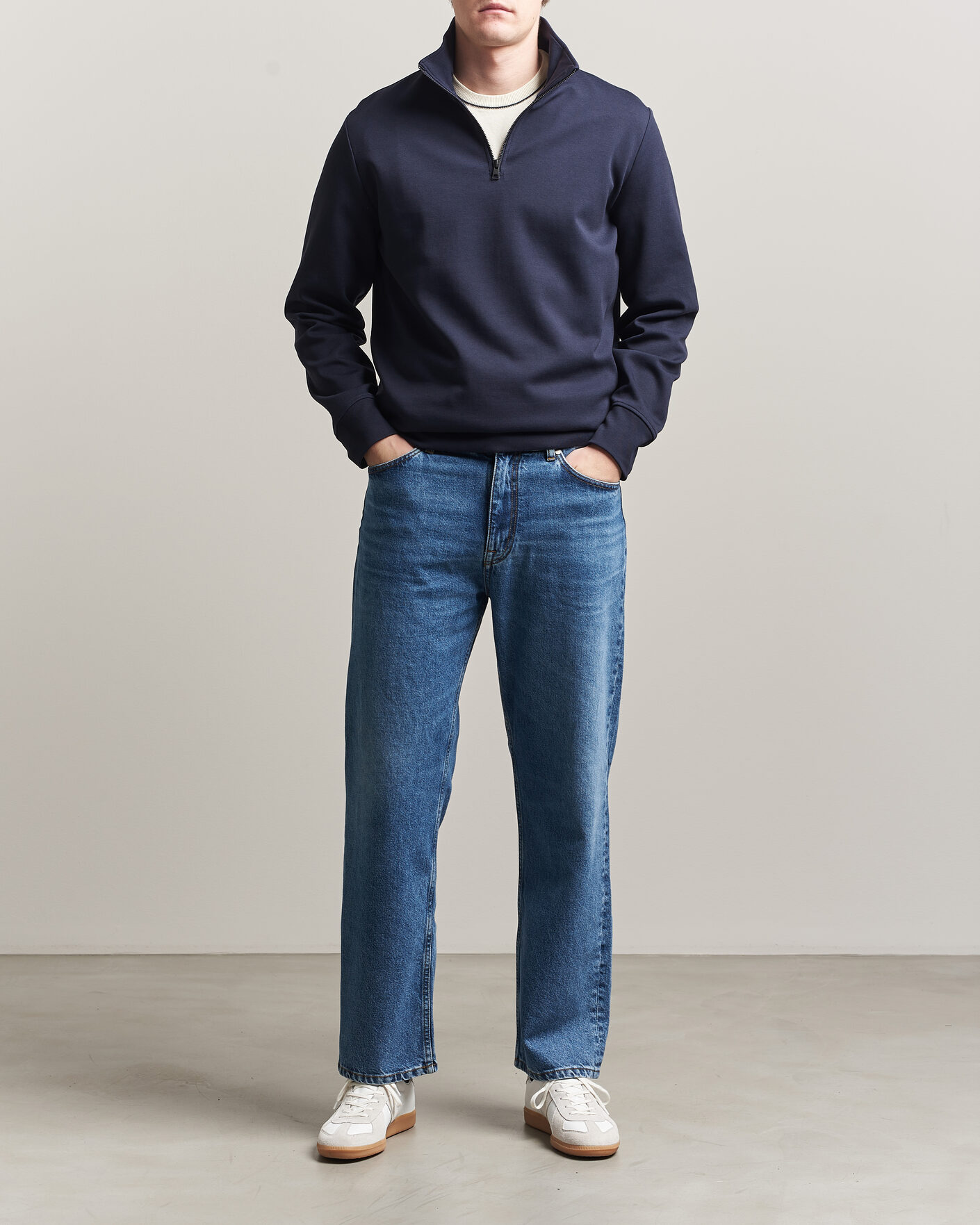 Hombres | Jerséis y prendas de punto | Gant | Interlock Half Zip Evening Blue