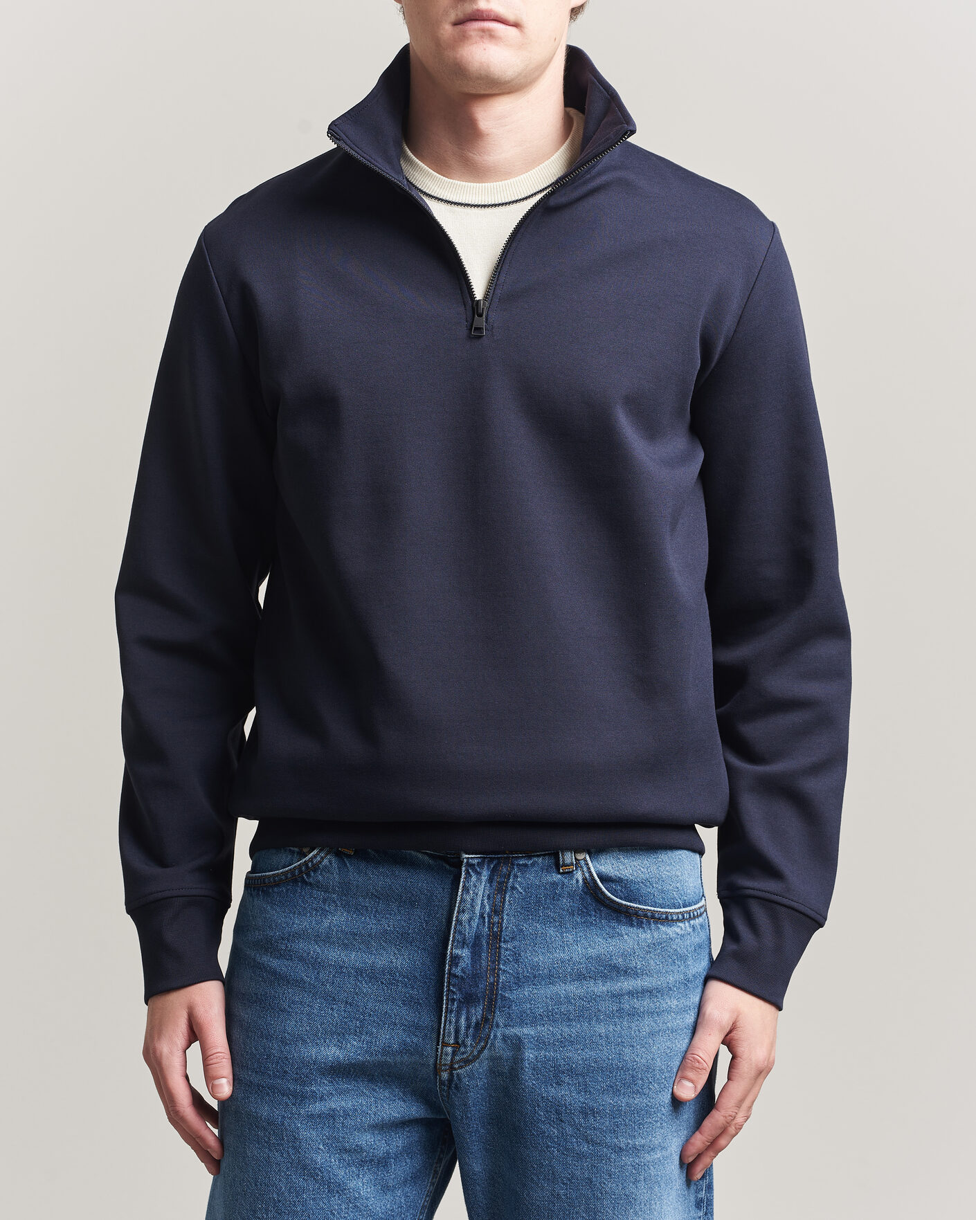 Hombres | Jerséis y prendas de punto | Gant | Interlock Half Zip Evening Blue