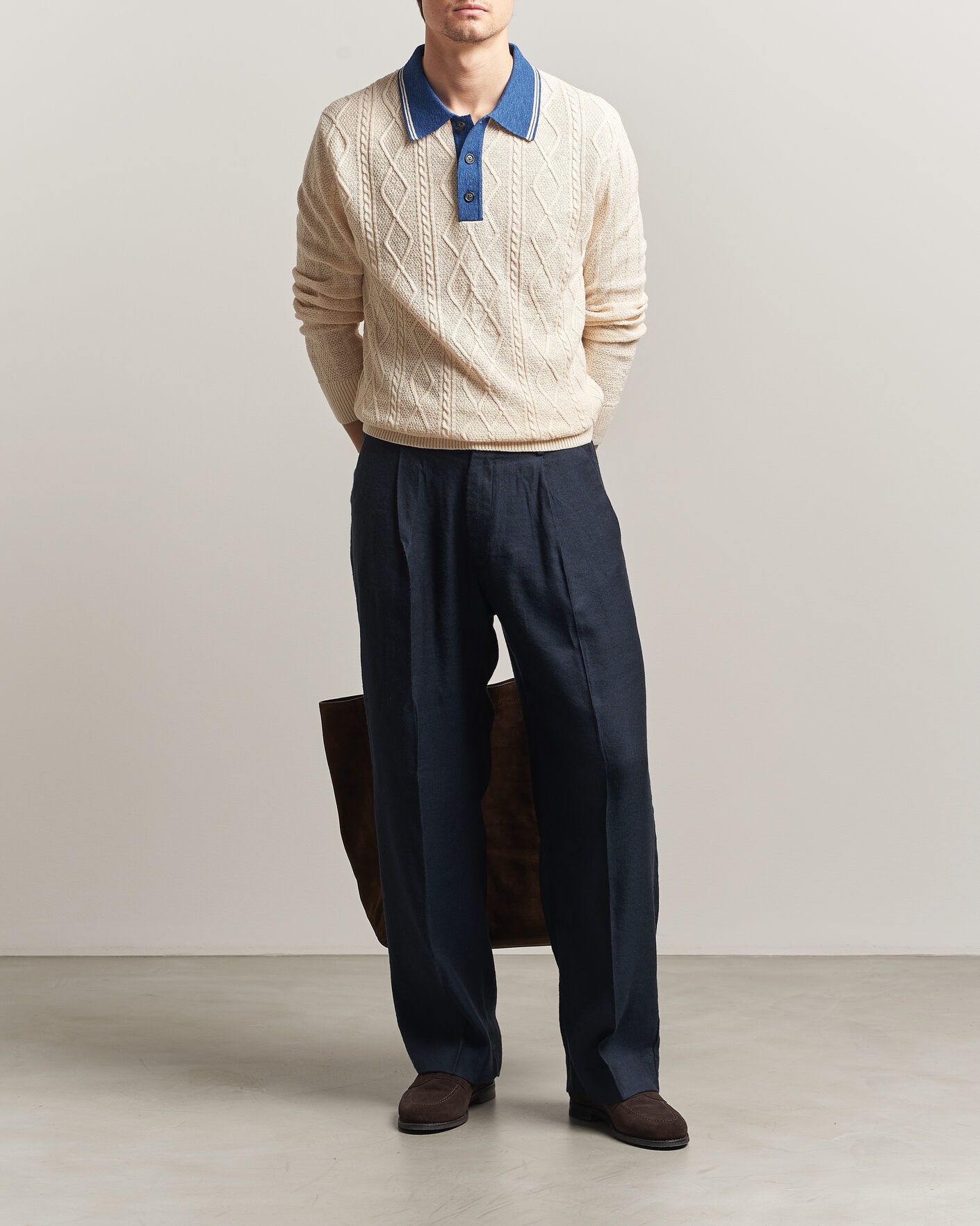 Hombres | Jerséis y prendas de punto | GANT | Linen/Cotton Knitted Polo Creamed White