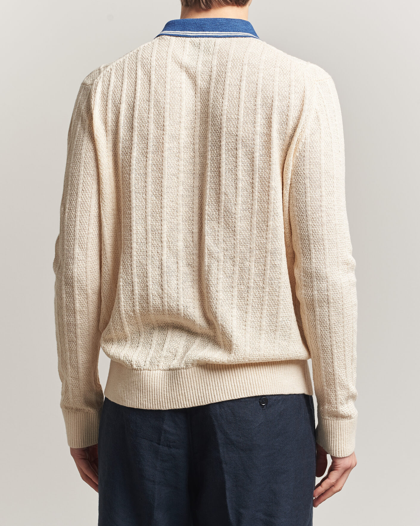 Hombres | Jerséis y prendas de punto | Gant | Linen/Cotton Knitted Polo Creamed White